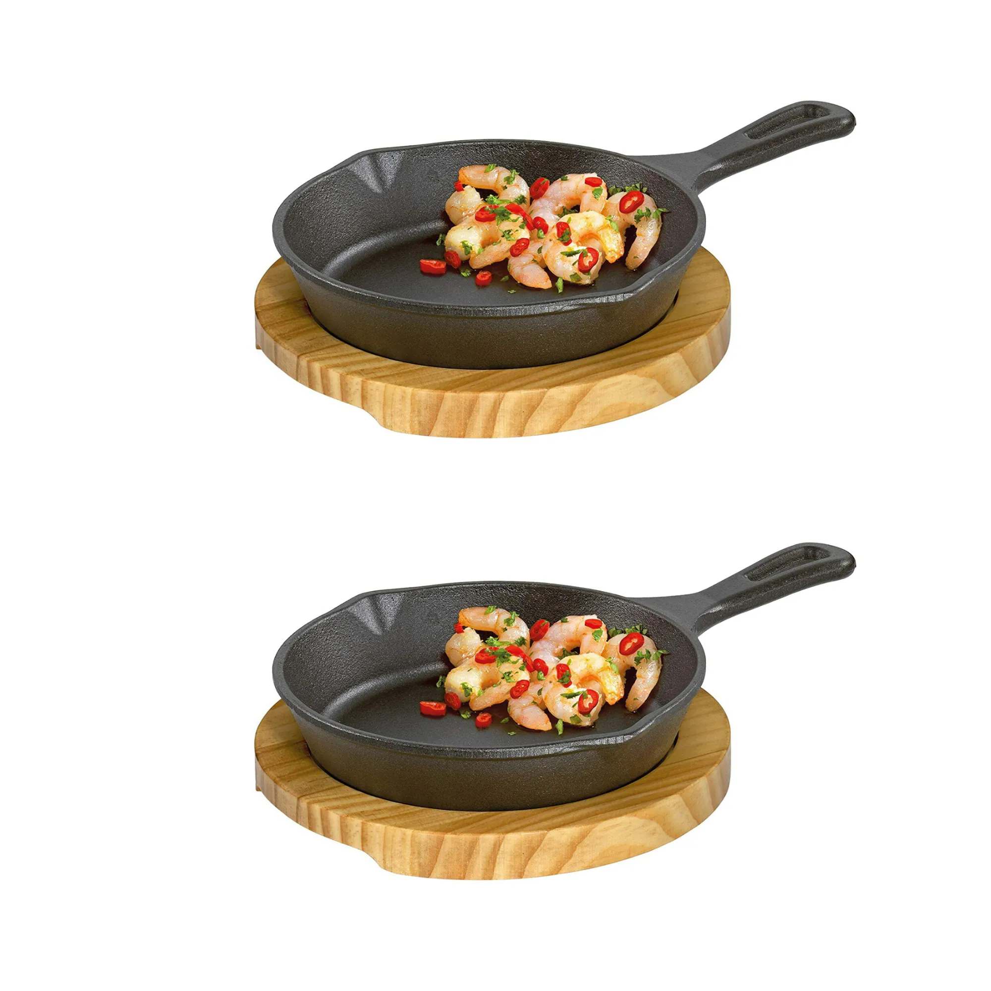 Front. Kuechenprofi - Kchenprofi Serving Pan Round With Wooden Board (2 pack) - Black.