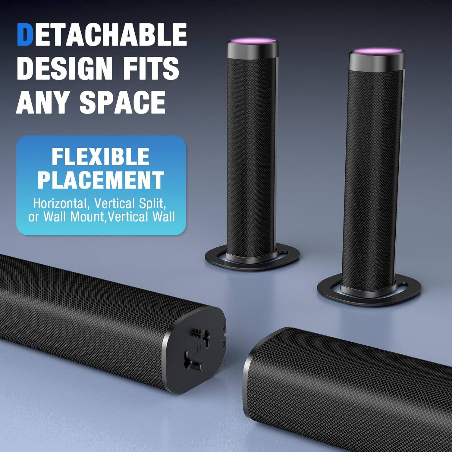 DETACHABLE DESIGN FITS ANY SPACE

FLEXIBLE PLACEMENT
Horizontal, Vertical Split, or Wall Mount, Vertical Wall