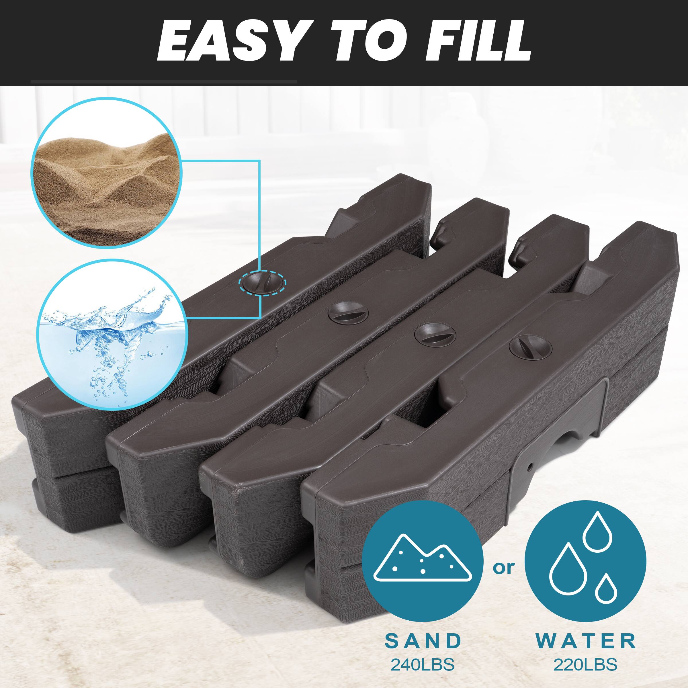 EASY TO FILL

SAND 240LBS or WATER 220LBS