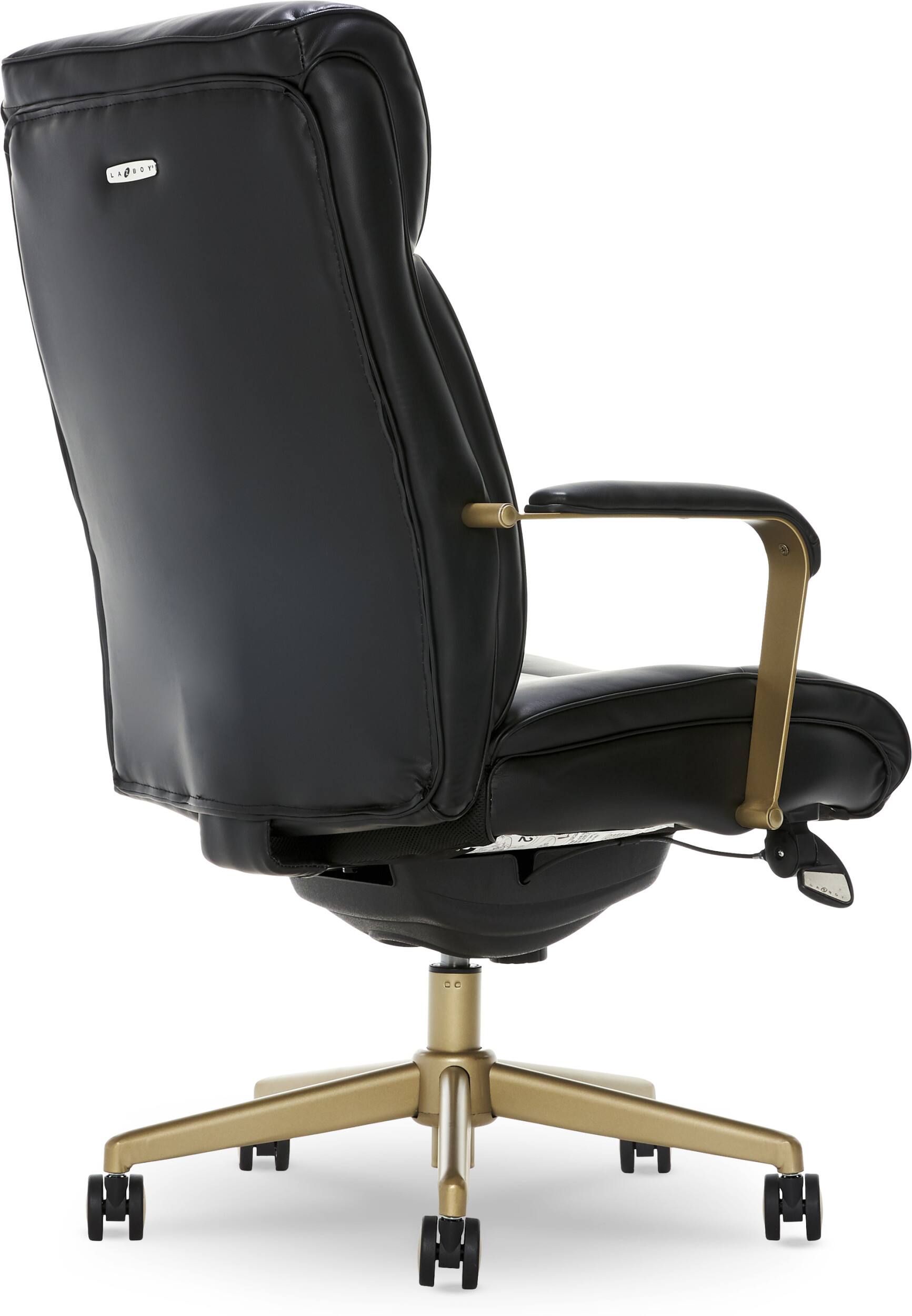 Alt View 19. La-Z-Boy - Modern Melrose Executive Office Chair with Brass Finish - Black.