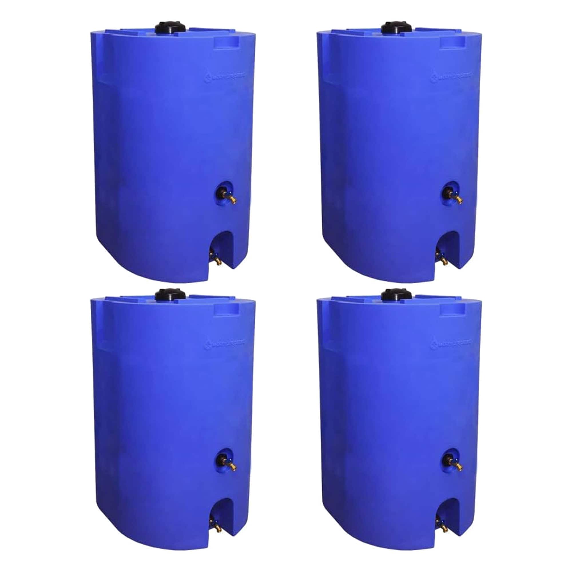 WaterPrepared - 160 Gal Stackable Design Utility Water Tank w/ Large Cap, (4 Pack) - Blue