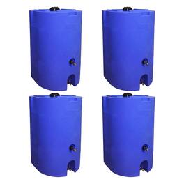 WaterPrepared - 160 Gal Stackable Design Utility Water Tank w/ Large Cap, (4 Pack) - Blue