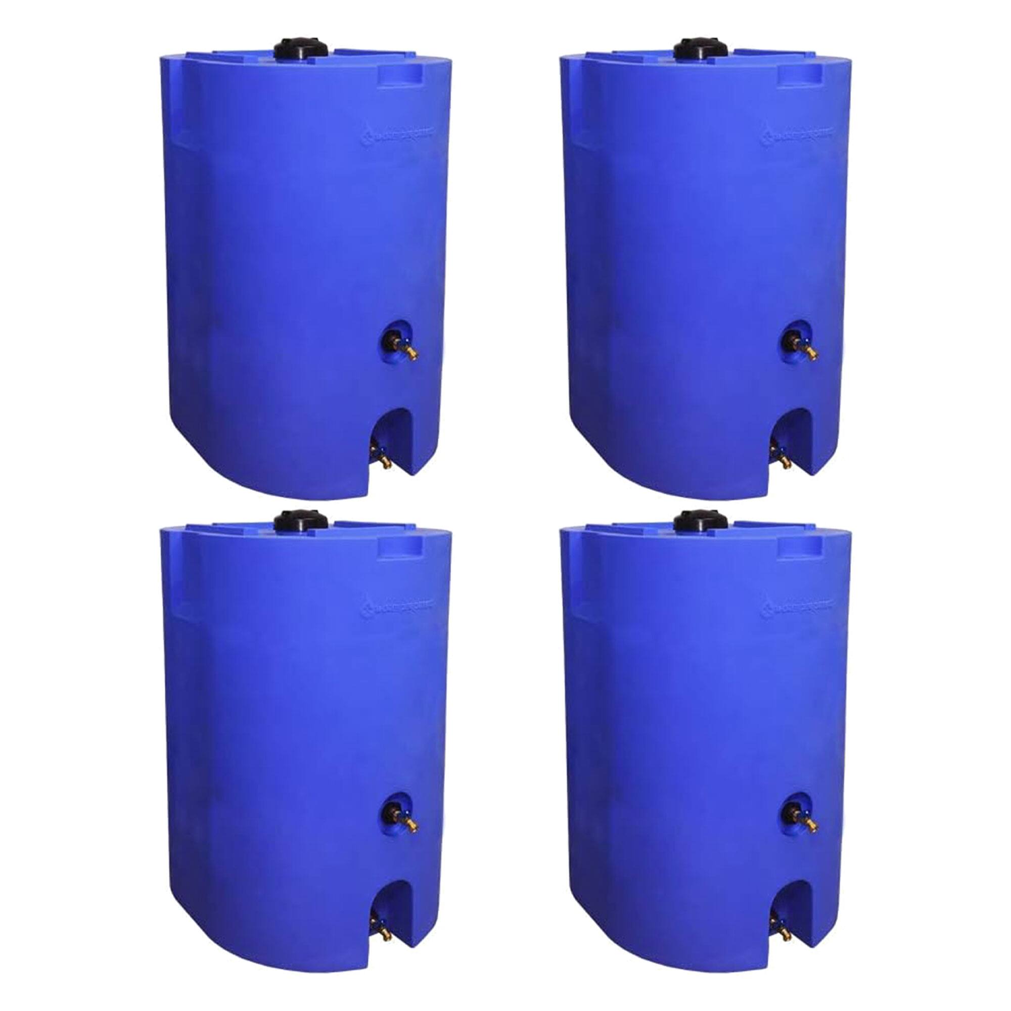 Front. WaterPrepared - WaterPrepared 160 Gal Stackable Design Utility Water Tank w/ Large Cap, (4 Pack) - Blue.