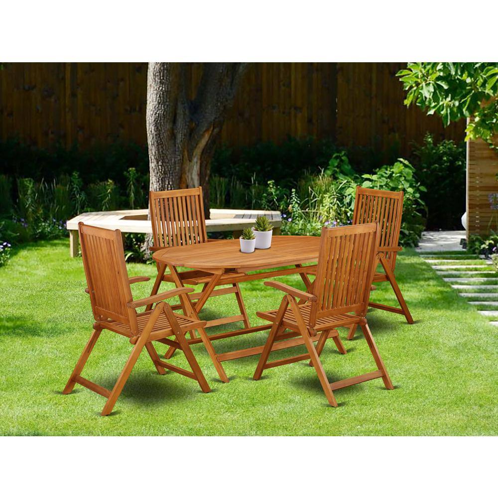 Back. East West Furniture - Wooden Patio Set Natural Oil - Brown.