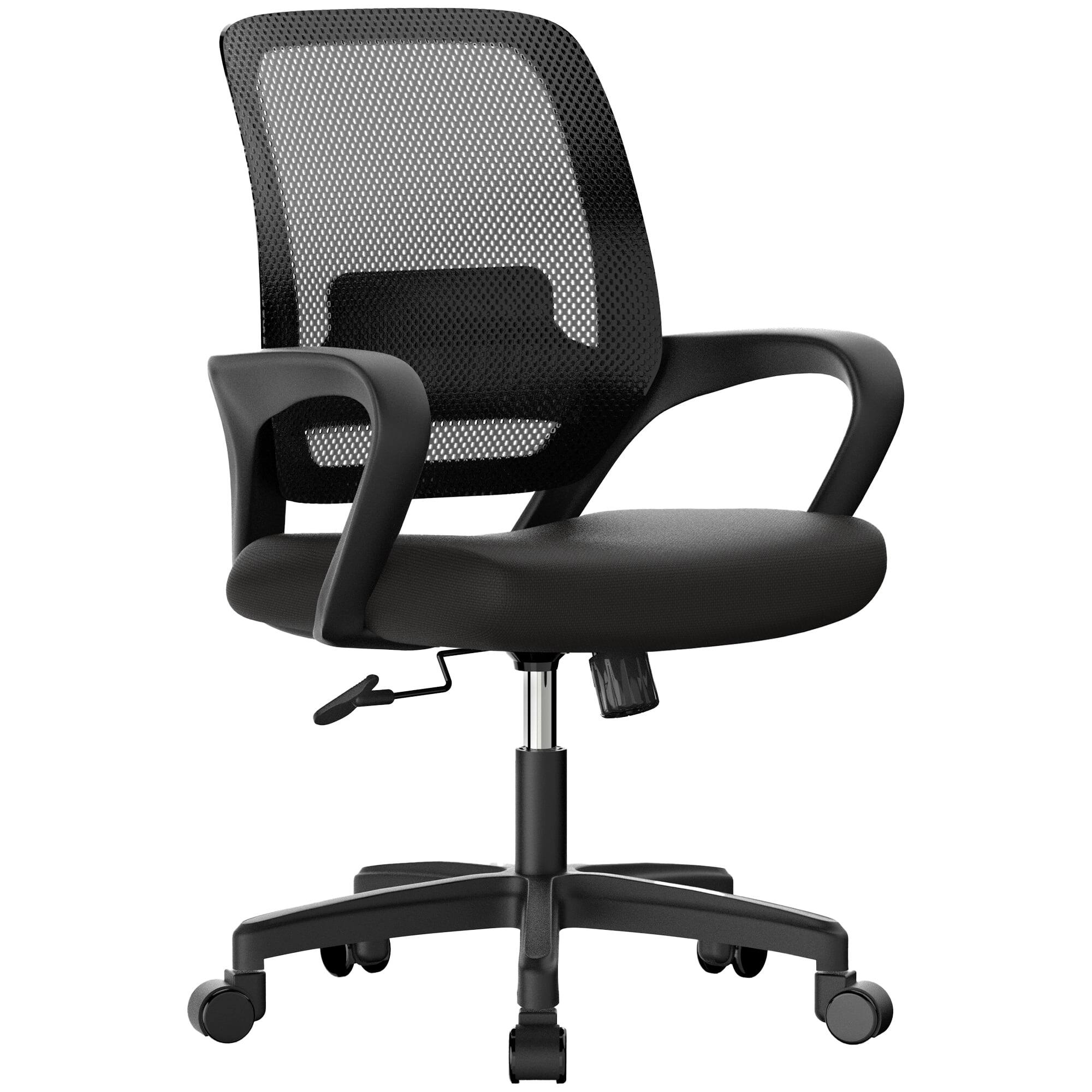 Alt View 2. Neo Chair - Ergonomic Office Chair, Mesh Desk Chair with Lumbar Support, Mid-Back, Armrests & Swivel Base - Black.