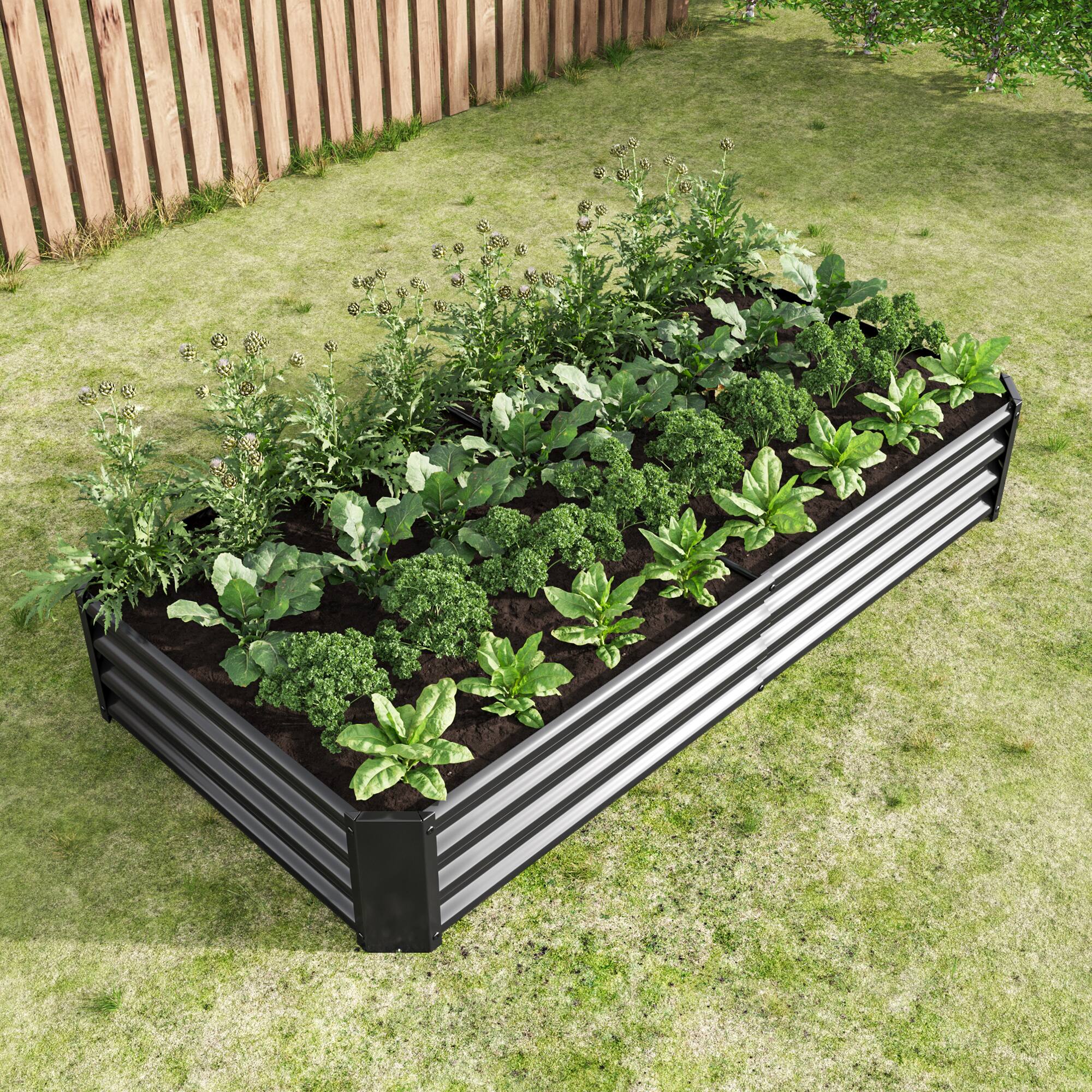 Alt View 2. PAIHOME - Heavy Duty Metal Raised Garden Bed, 6x3x1 FT Rectangle Outdoor Planter Box for Growing Vegetables Flowers Succulents - Black.
