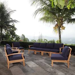 Marina 8 Piece Outdoor Patio Teak Set by Modway - Natural Navy
