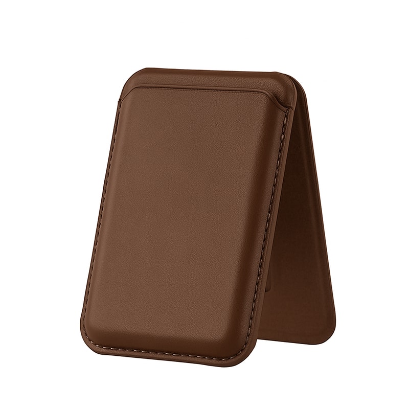 Front. Entronix - Entronix Leather Magnetic Wallet Attachment for MagSafe & Magnetic Phone Cases – Slim Card Holder Phone Accessory - Brown.