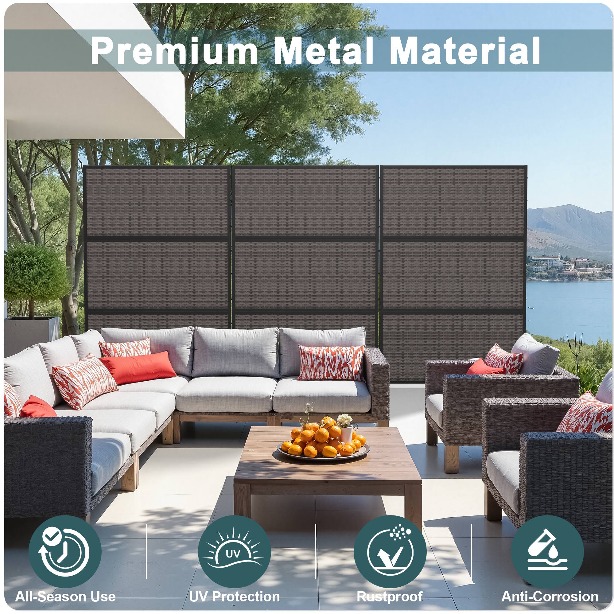 Premium Metal Material

- All-Season Use
- UV Protection
- Rustproof
- Anti-Corrosion