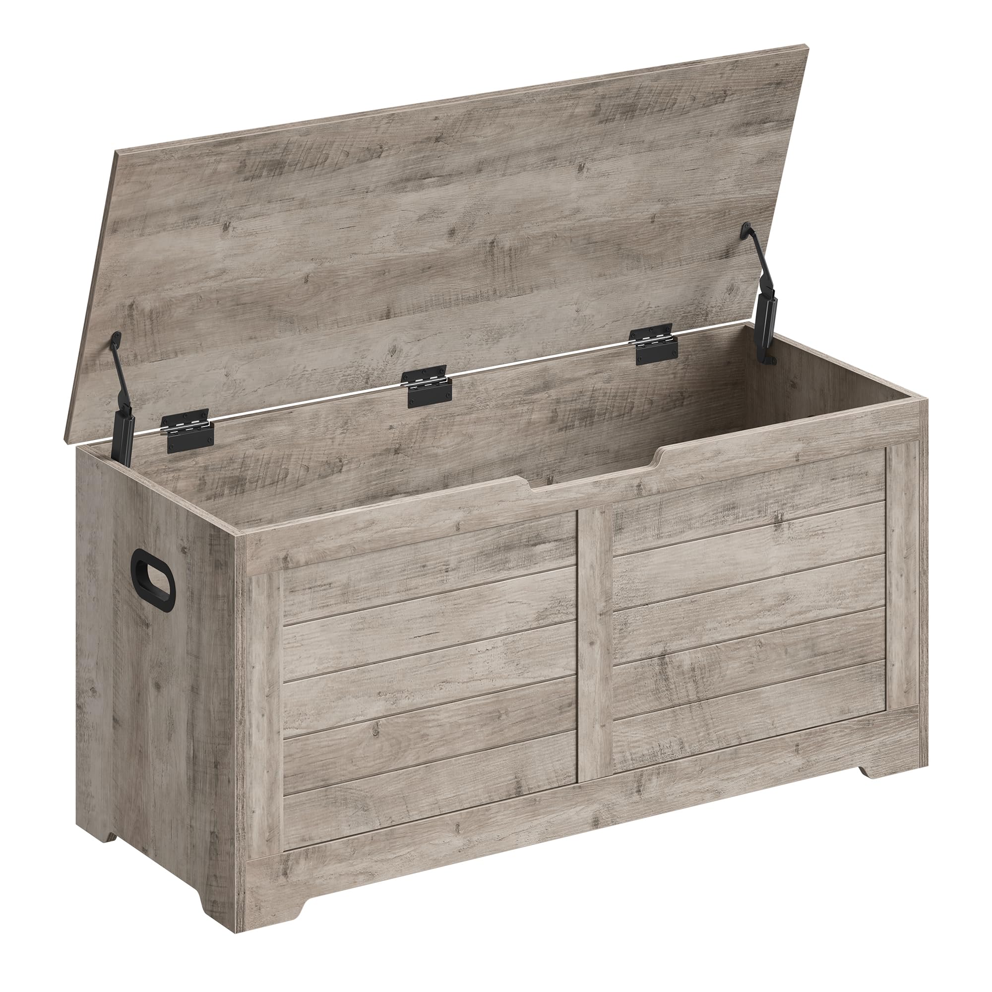 JETRANSPORT - Storage Chest Bench With 2 Safety Hinges Farmhouse Style 15.7 X 39.4 18.1 Inches For Entryway Bedroom Living - Heather Greige 39 4''W