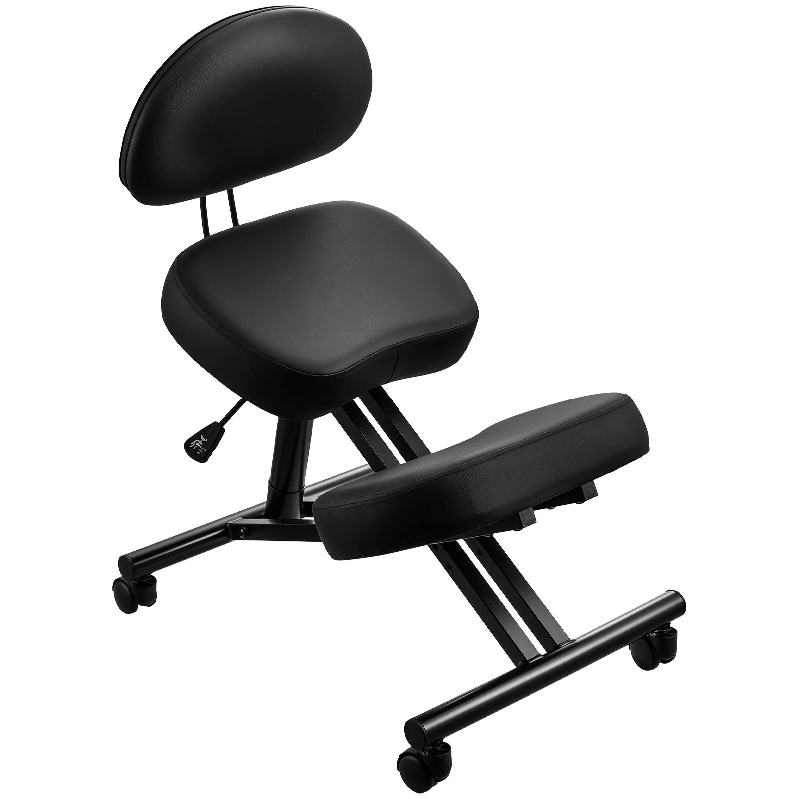 Alt View 5. VEVOR - Ergonomic Kneeling Chair with Backrest & Wheels, Mobile X-Shaped Posture Knee Chair with Adjustable Height - Black.
