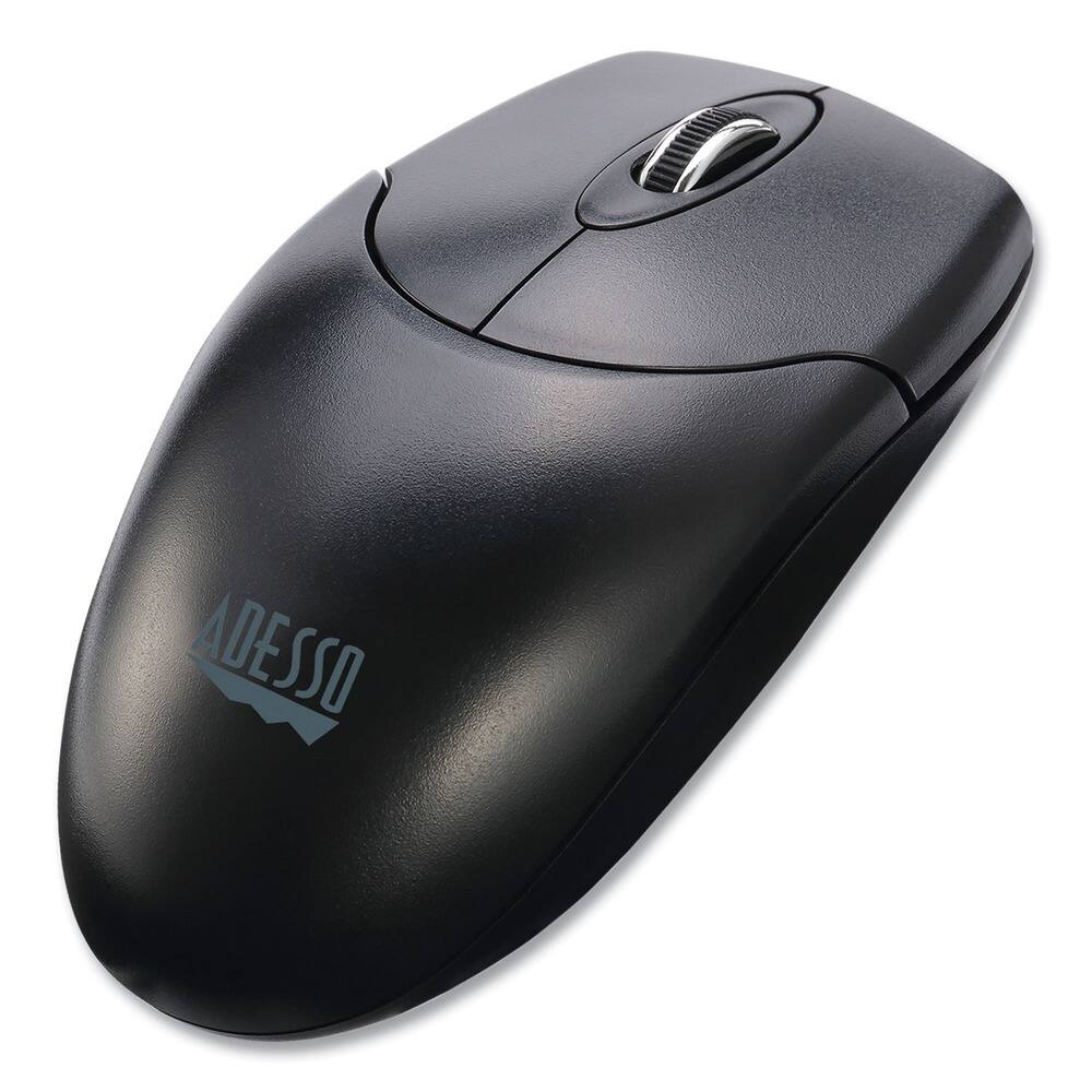 Left. Adesso - Adesso Antimicrobial Wireless Desktop Mouse - Optical - Wireless - 30 ft - Radio Frequency - 2.40 GHz - Black - USB Type - Black.