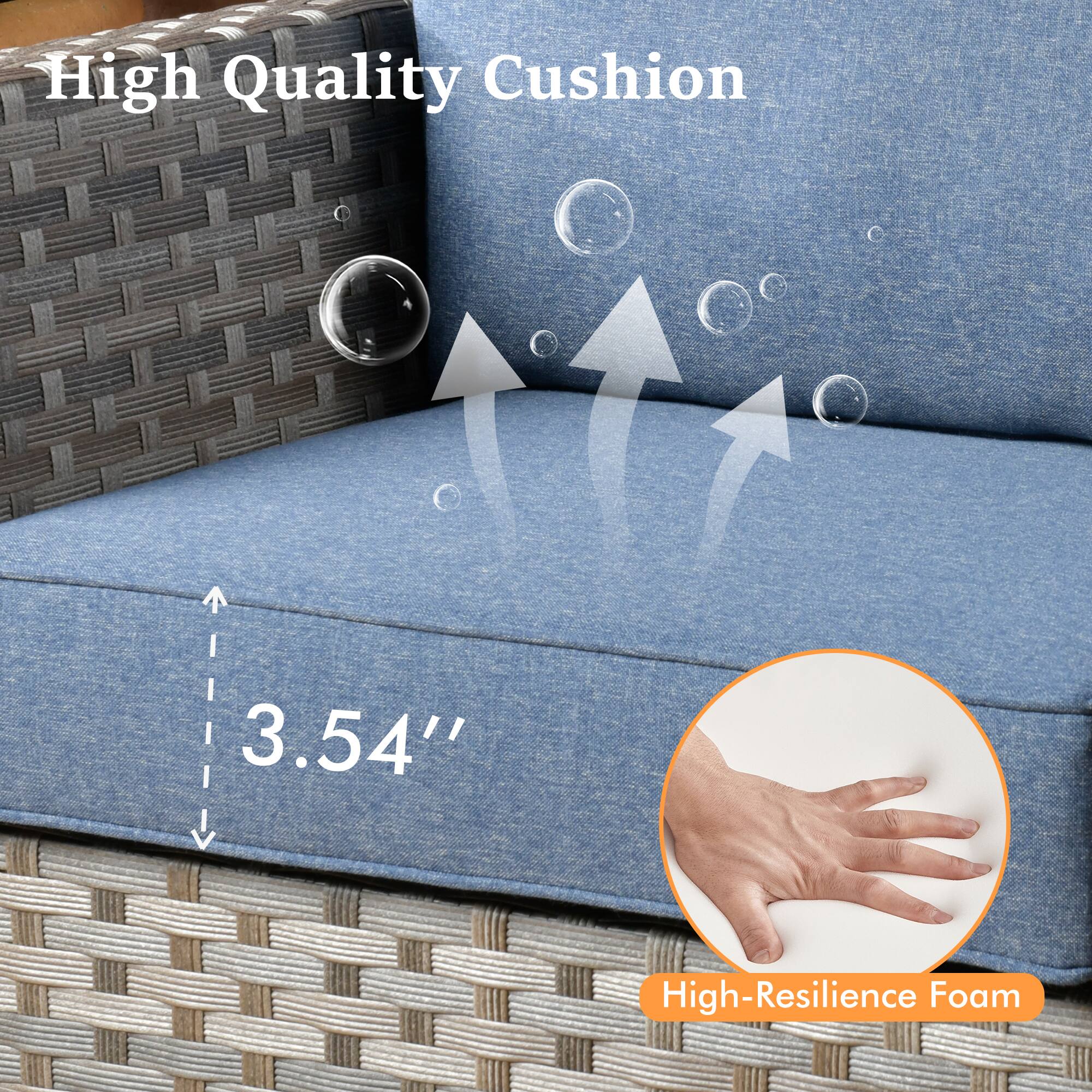 High Quality Cushion  
3.54"  
High-Resilience Foam