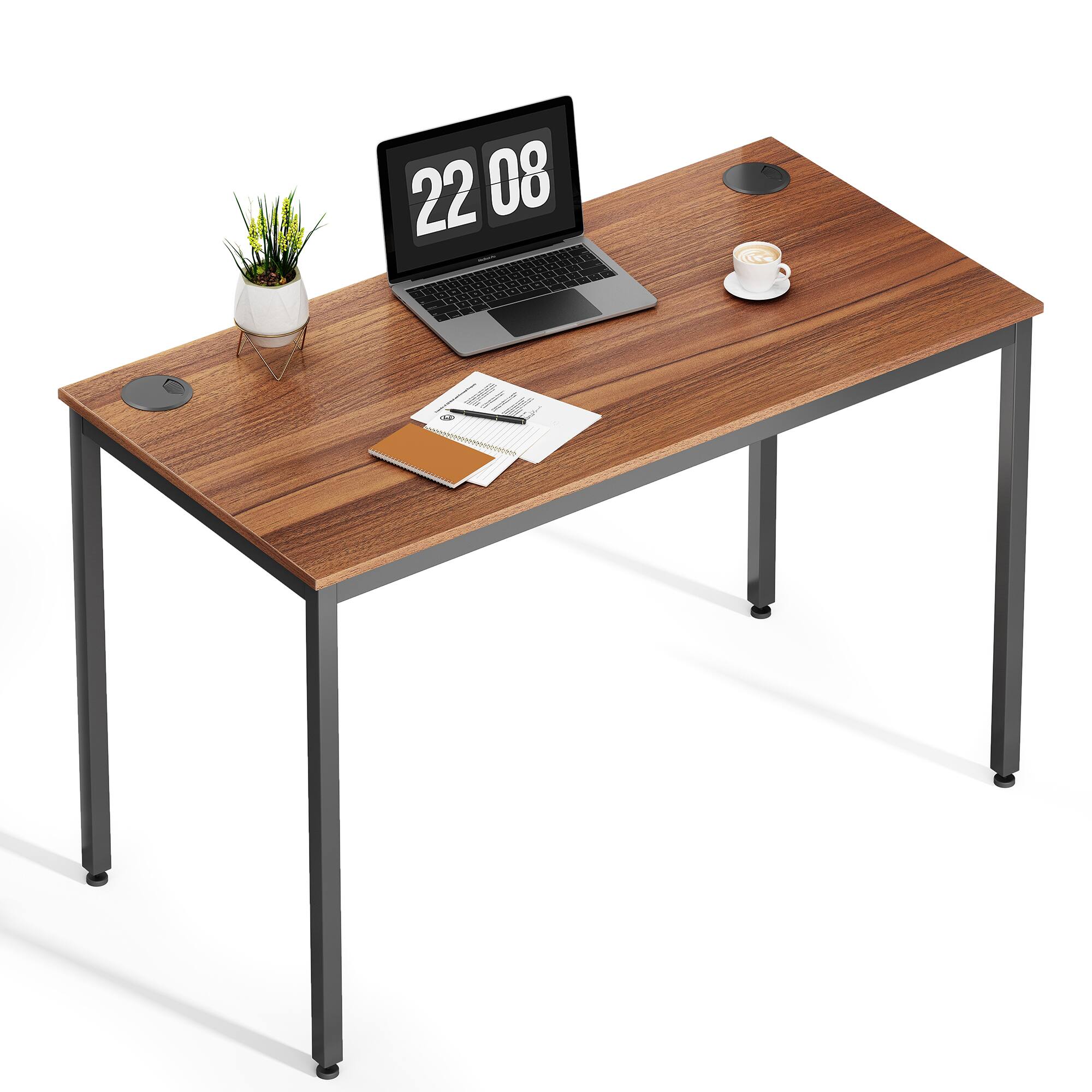 Angle. Eureka Ergonomic - 47" Modern Simple Home Office Computer Desk with Carbon Steel Frame - Red.