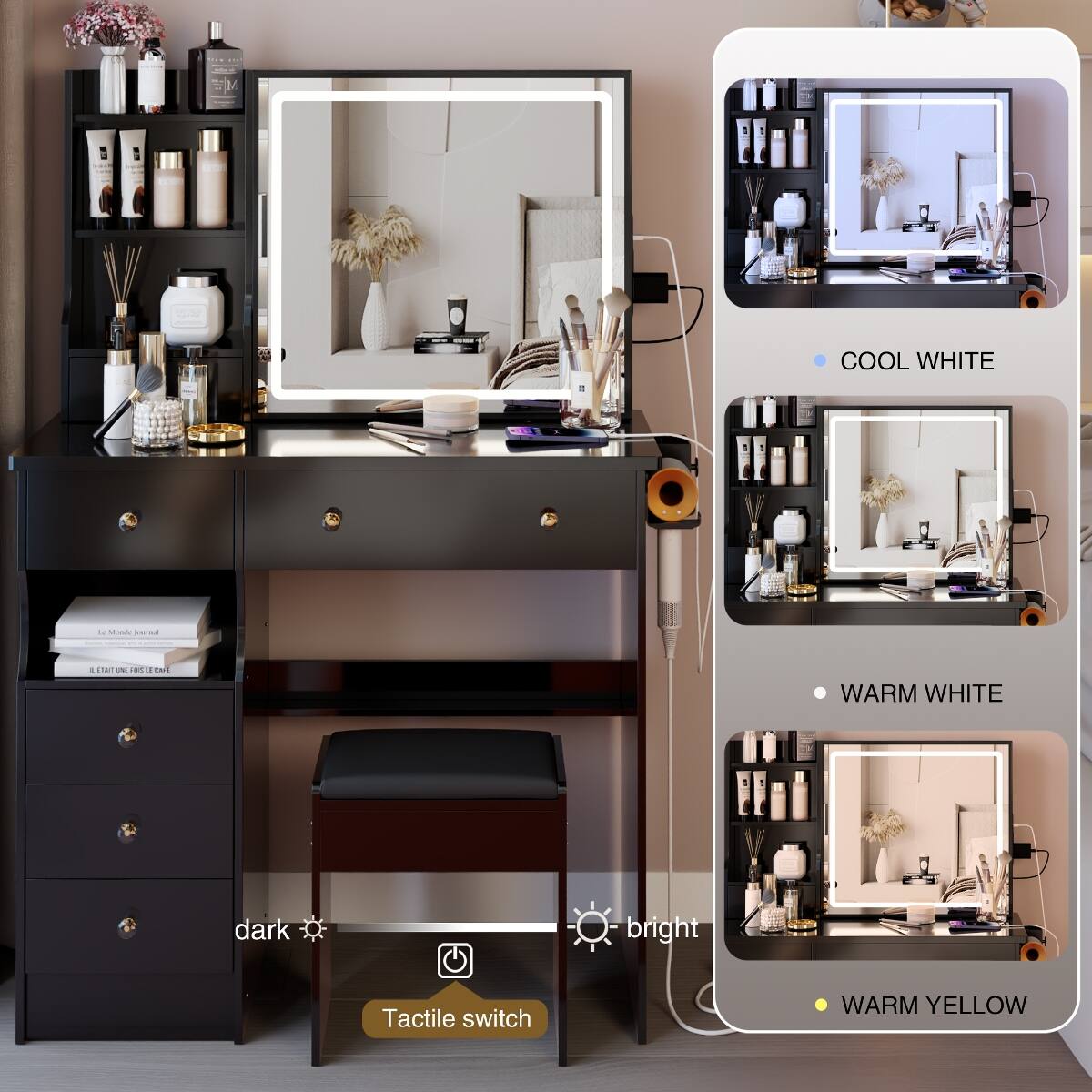 BURRE
COOL WHITE
be Monde journal
1 ETAIT UN 05 13 CAFE
WARM WHITE
dark
bright
Tactile switch
WARM YELLOW