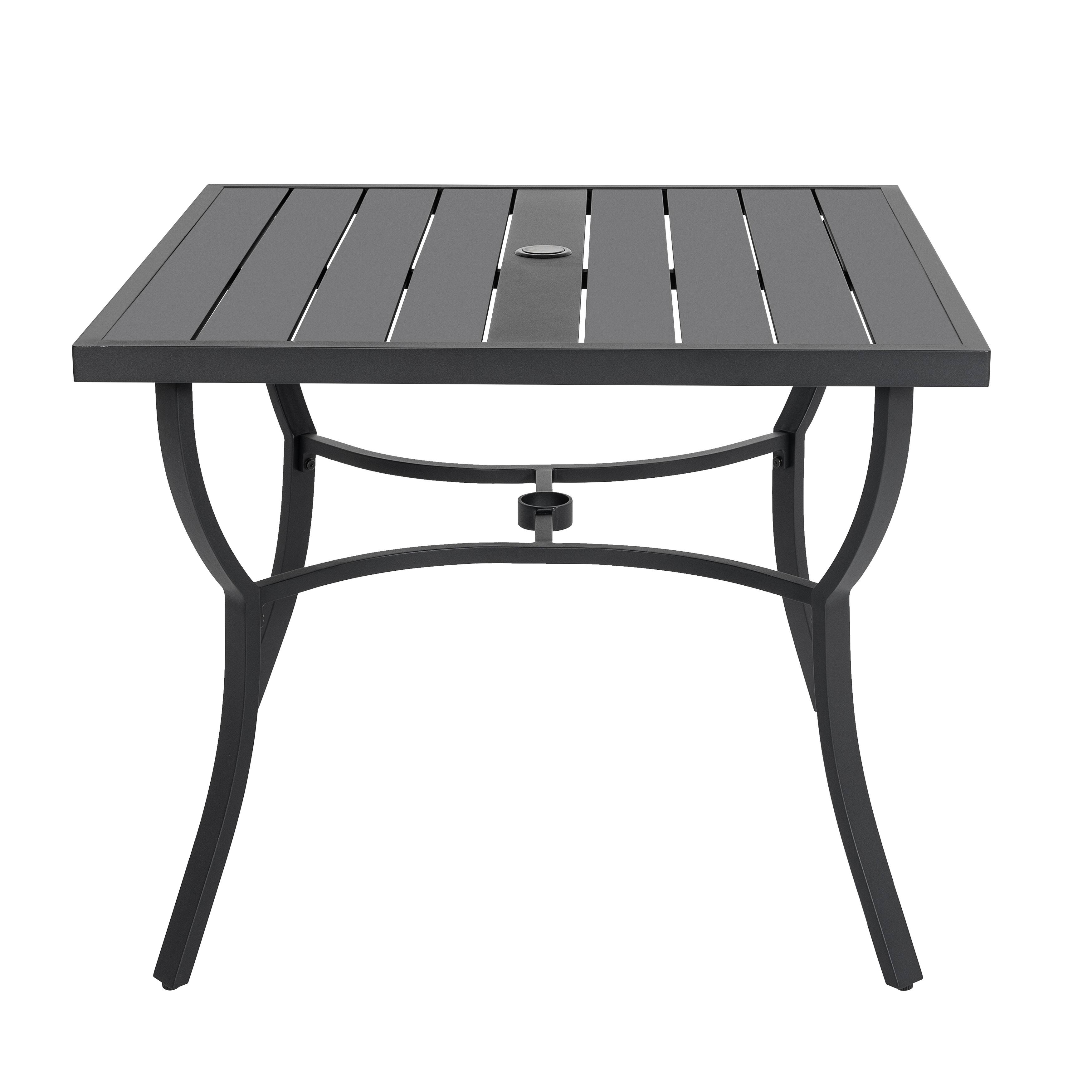 Alt View 6. Nuu Garden - Patio 36" x 36" Aluminum Dining Table with 1.7" Umbrella Hole - Black.