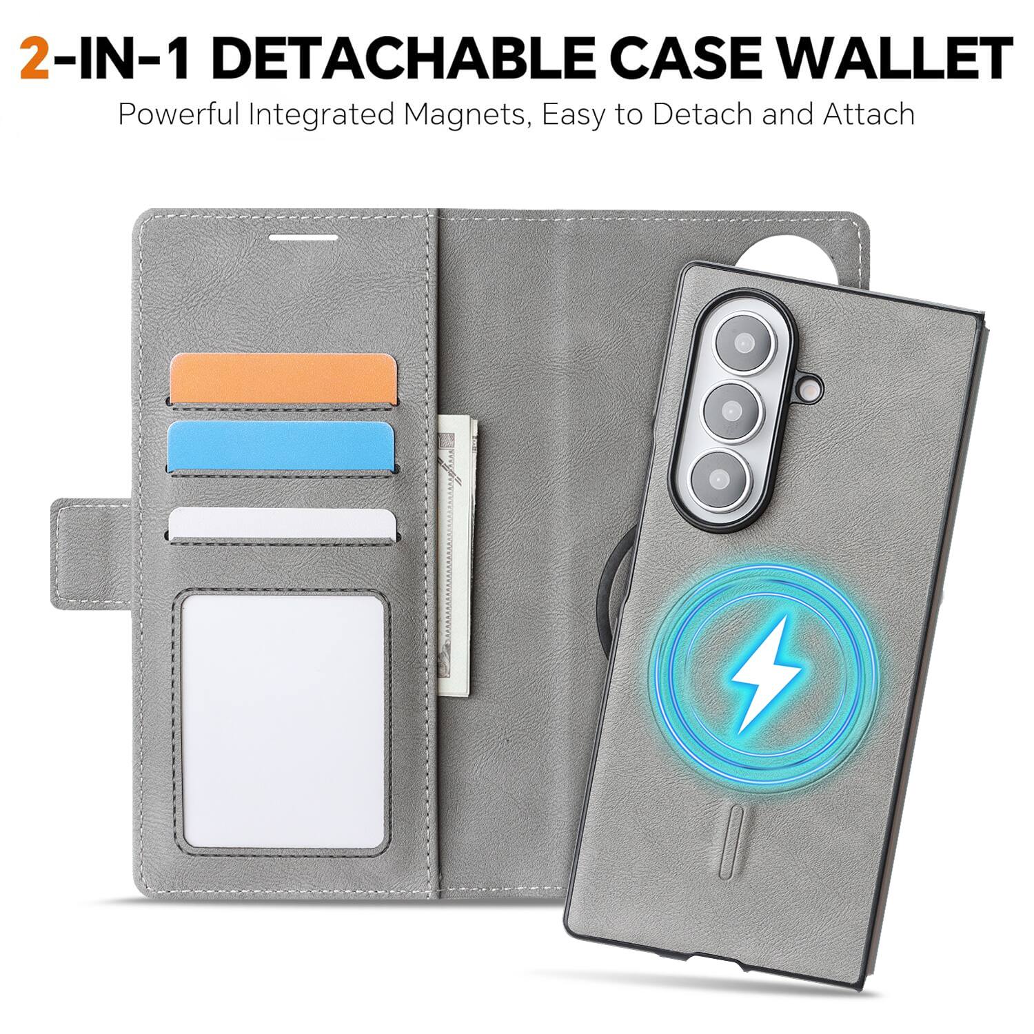 2-IN-1 DETACHABLE CASE WALLET  
Powerful Integrated Magnets, Easy to Detach and Attach