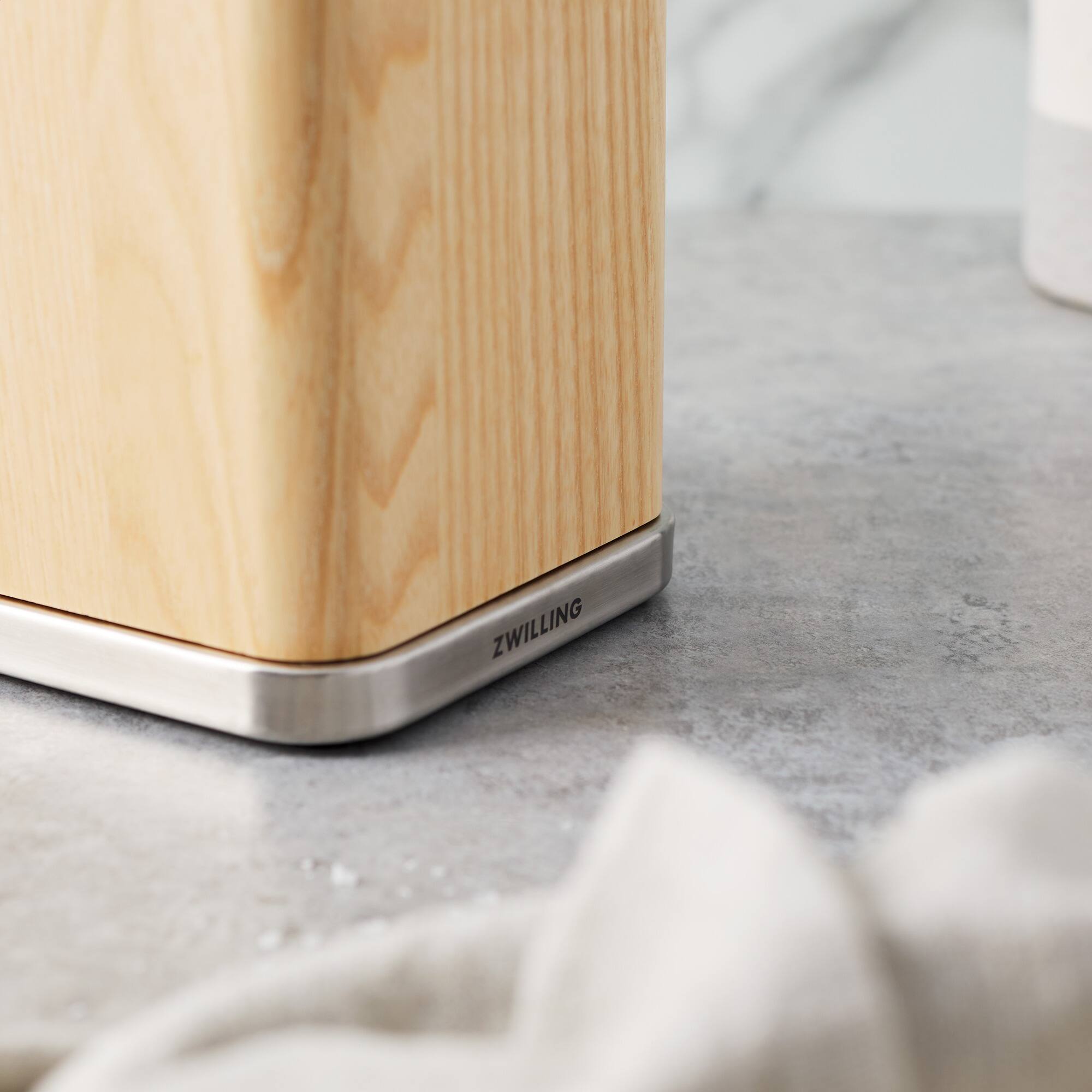Alt View 2. ZWILLING - ZWILLING Storage Slanted Knife Block with Stainless Steel Base - Natural Ash (no knives included) - Natural.