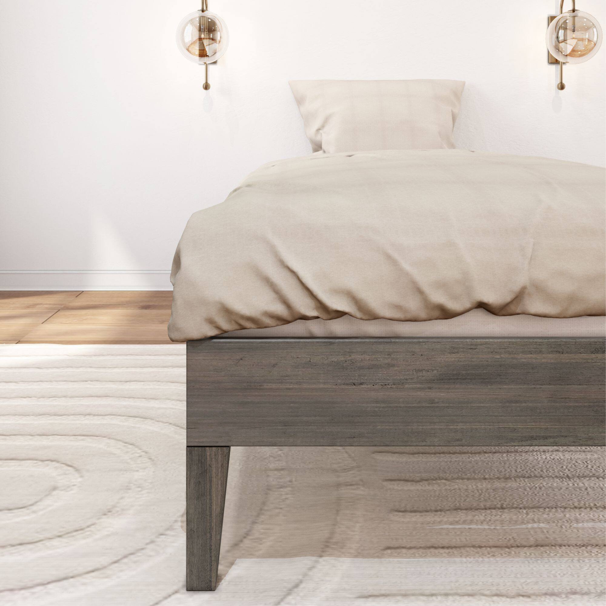 Alt View 3. Plank+Beam - Twin-Size Platform Bed, Driftwood - Driftwood.