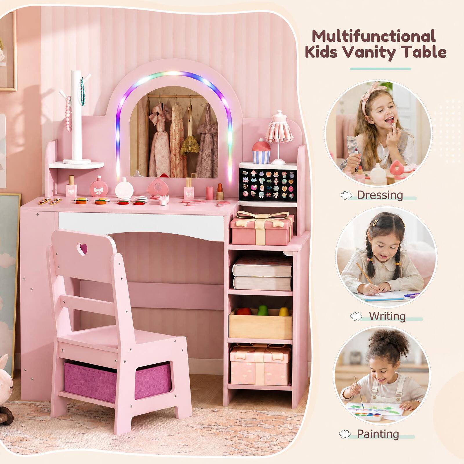 Multifunctional Kids Vanity Table

- Dressing
- Writing
- Painting