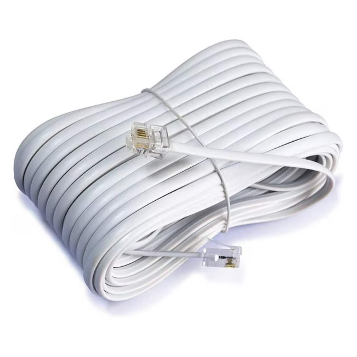 Home Collection - 50 FT RJ11 4C Modular Telephone Extension Cord - White
