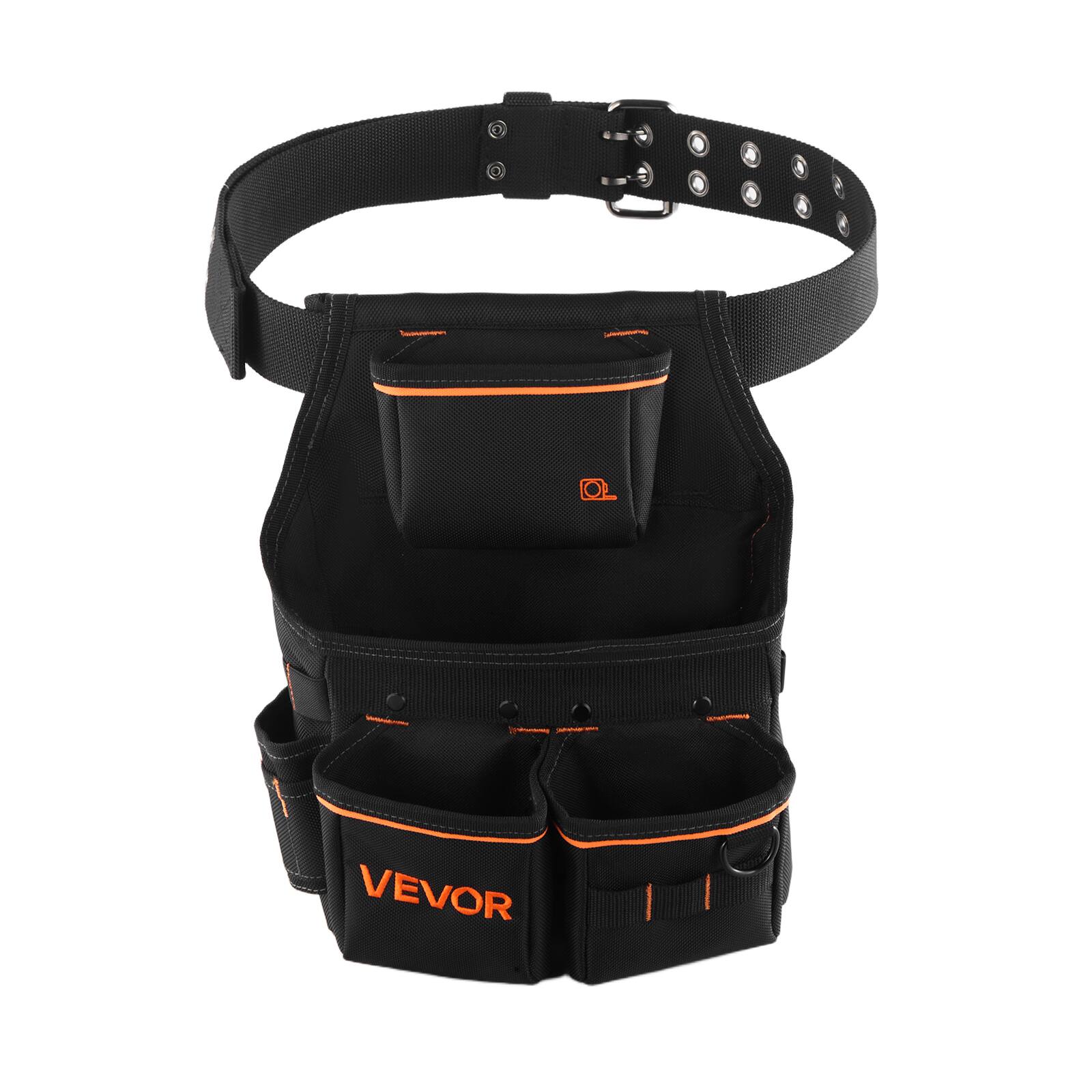 Alt View 5. VEVOR - Tool Pouch with Belt, 14 Pockets Professional Tool Belt Pouch for Men, Heavy Duty Detachable Adjustable Utility Work Bag - Black.