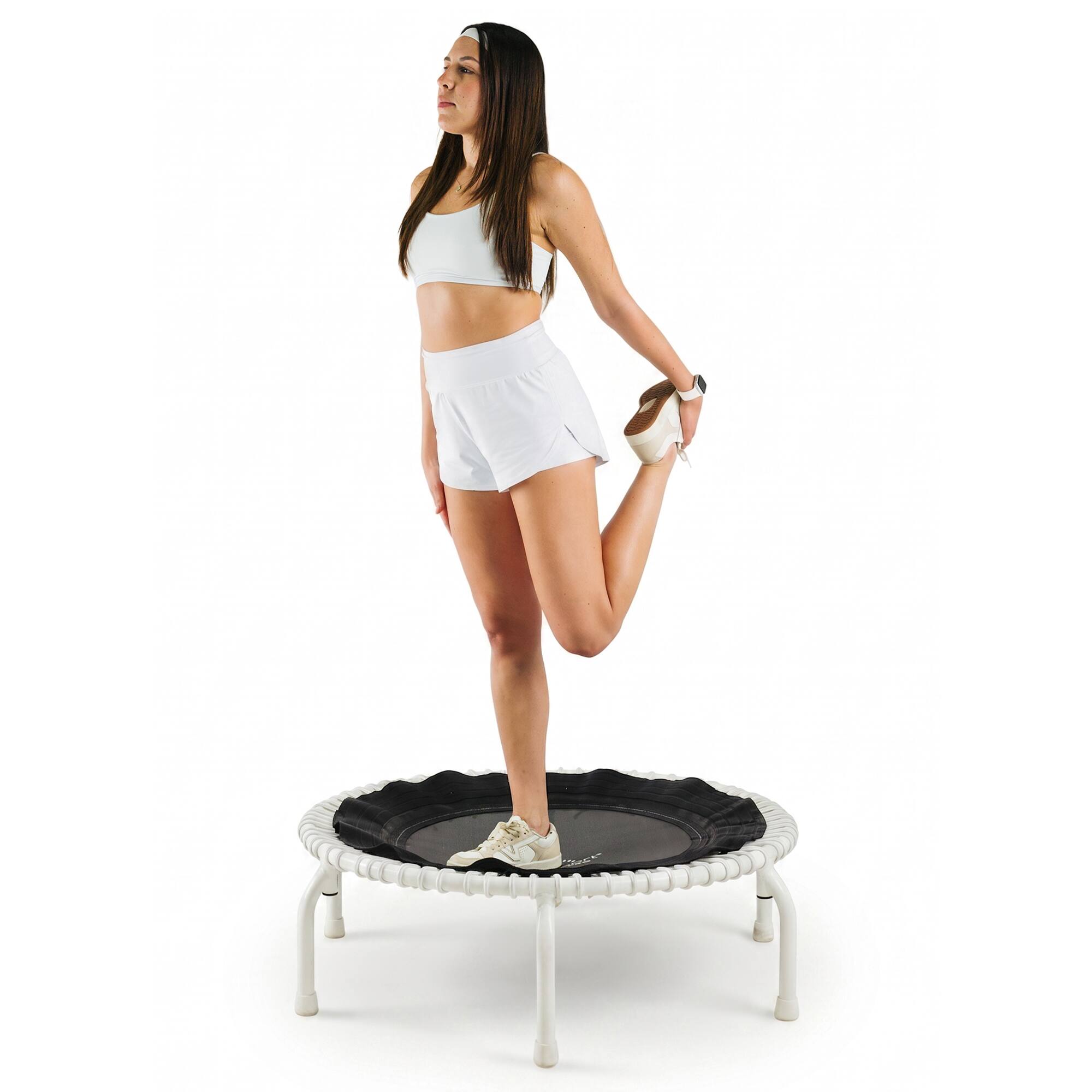 Front. JumpSport - JumpSport 350 PRO Fitness Trampoline, Cardio Workout Equipment, 39 Inch, Elevate - White.