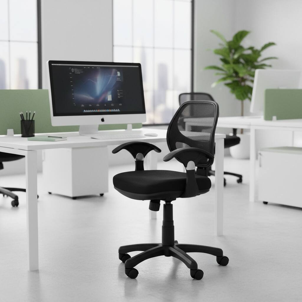 Alt View 5. Forest'nSky - Techni Mobili Ergonomic Mid-Back Mesh Task Office Chair, Black - Black.