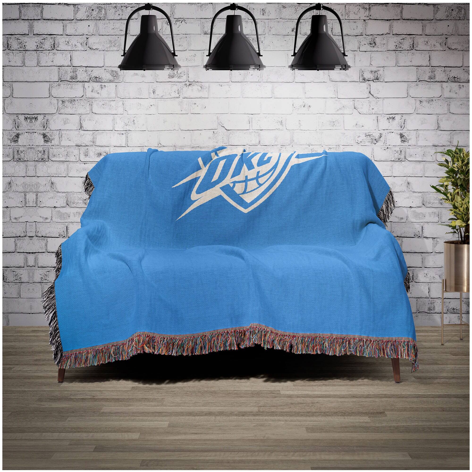 Alt View 1. Chad & Jake - Oklahoma City Thunder Woven Blanket - Blue.