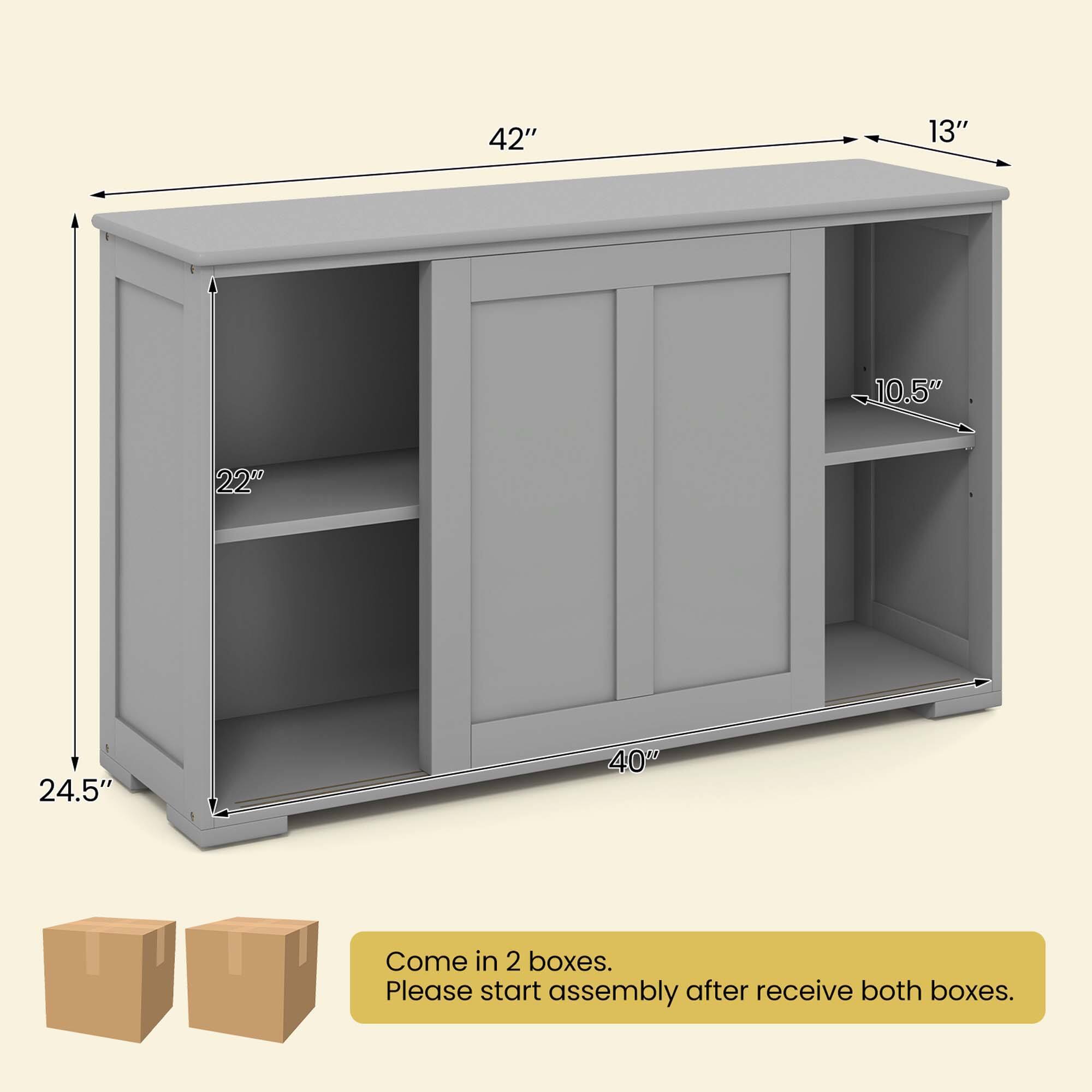 The text on the image reads: "42" 13" 10.5" 22.5" 24.5" 40" Come in 2 boxes. Please start assembly after receiving both boxes."