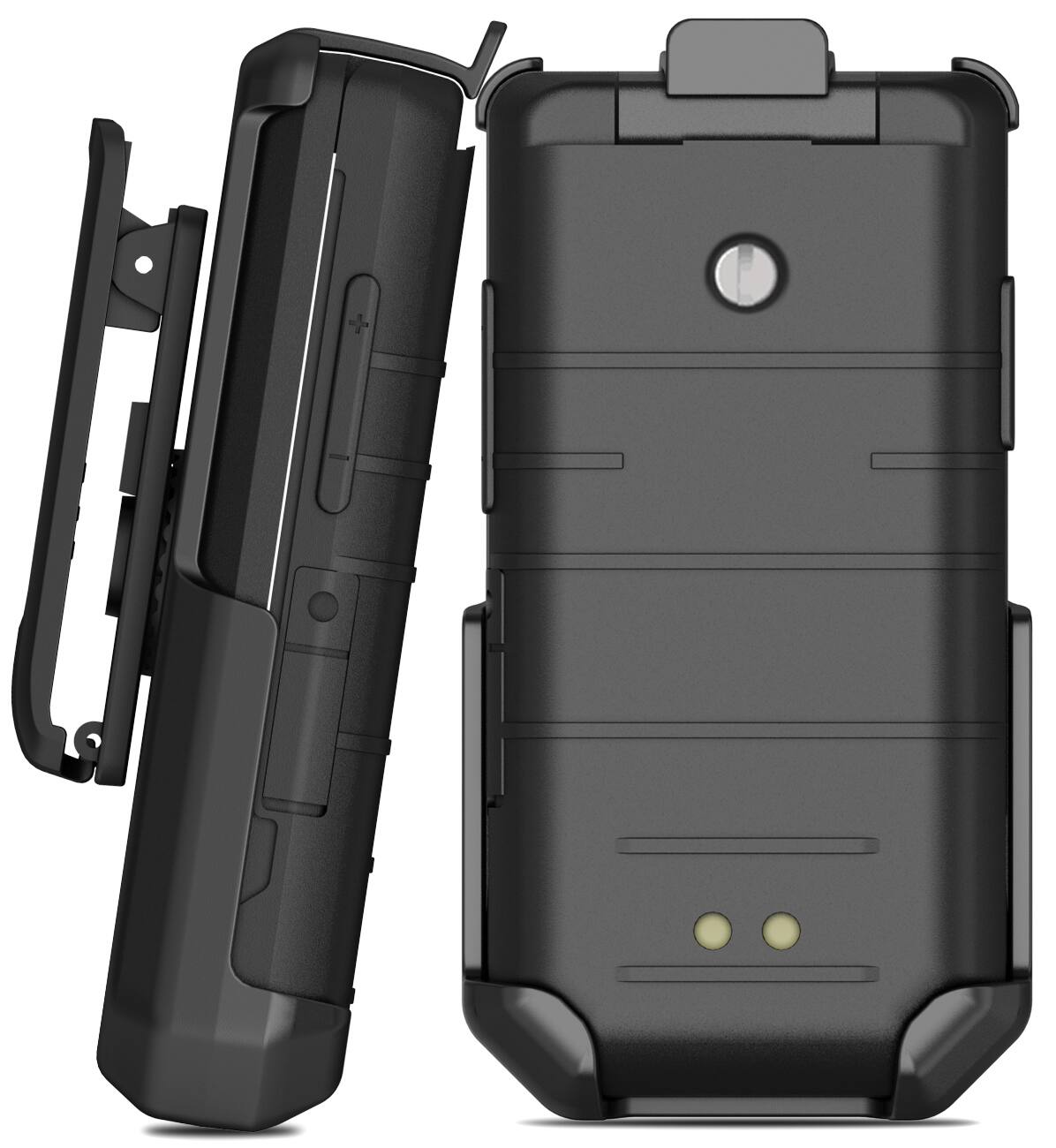 Front. Nakedcellphone - Holster Case for CAT S22 Flip Phone - Ratchet Belt Clip Holder - Black.