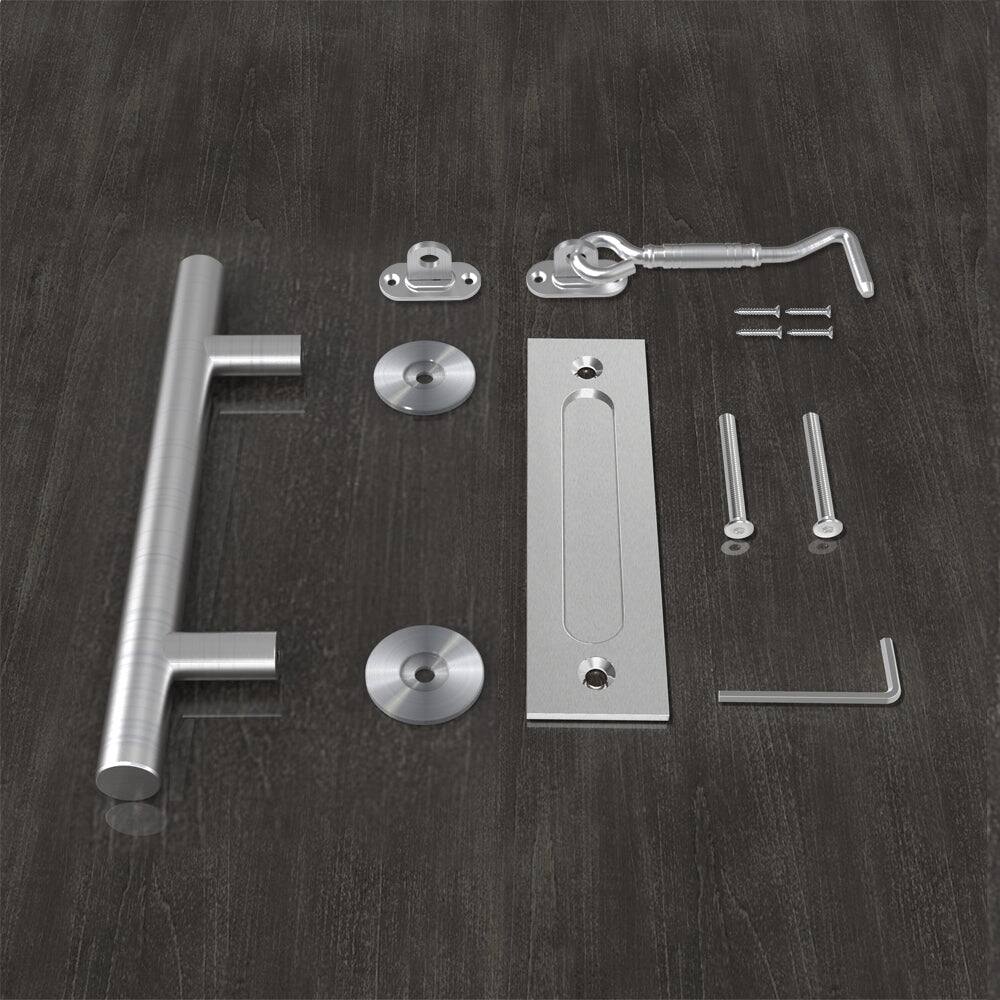 Alt View 3. Boyel Living - 12 in. Stainless Steel Ladder Sliding Barn Door Handle with Hook Lock Latch - Stainless Steel.