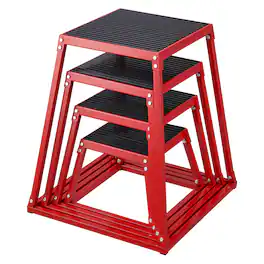 VEVOR - Plyometric Jump Boxes, 12/18/24/30 Inch Plyo Box, Platform and Jumping Agility Box, Anti-Slip Fitness Step Up Box Set - Red