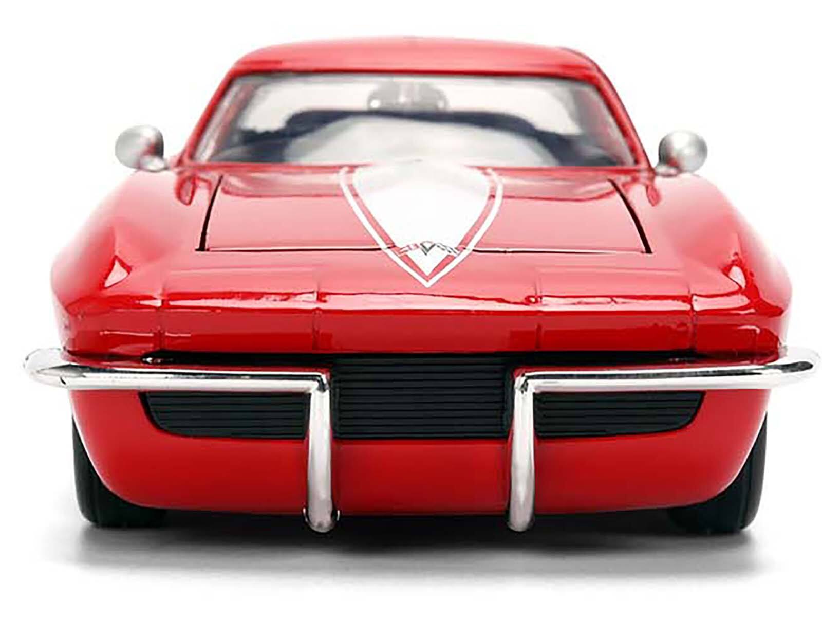 Alt View 5. Jada - 1963 Chevrolet Corvette Stingray #63 "Chevy Racing" Red with White and Blue "Bigtime Muscle" 1/24 Model Car by Jada - Multicolor.