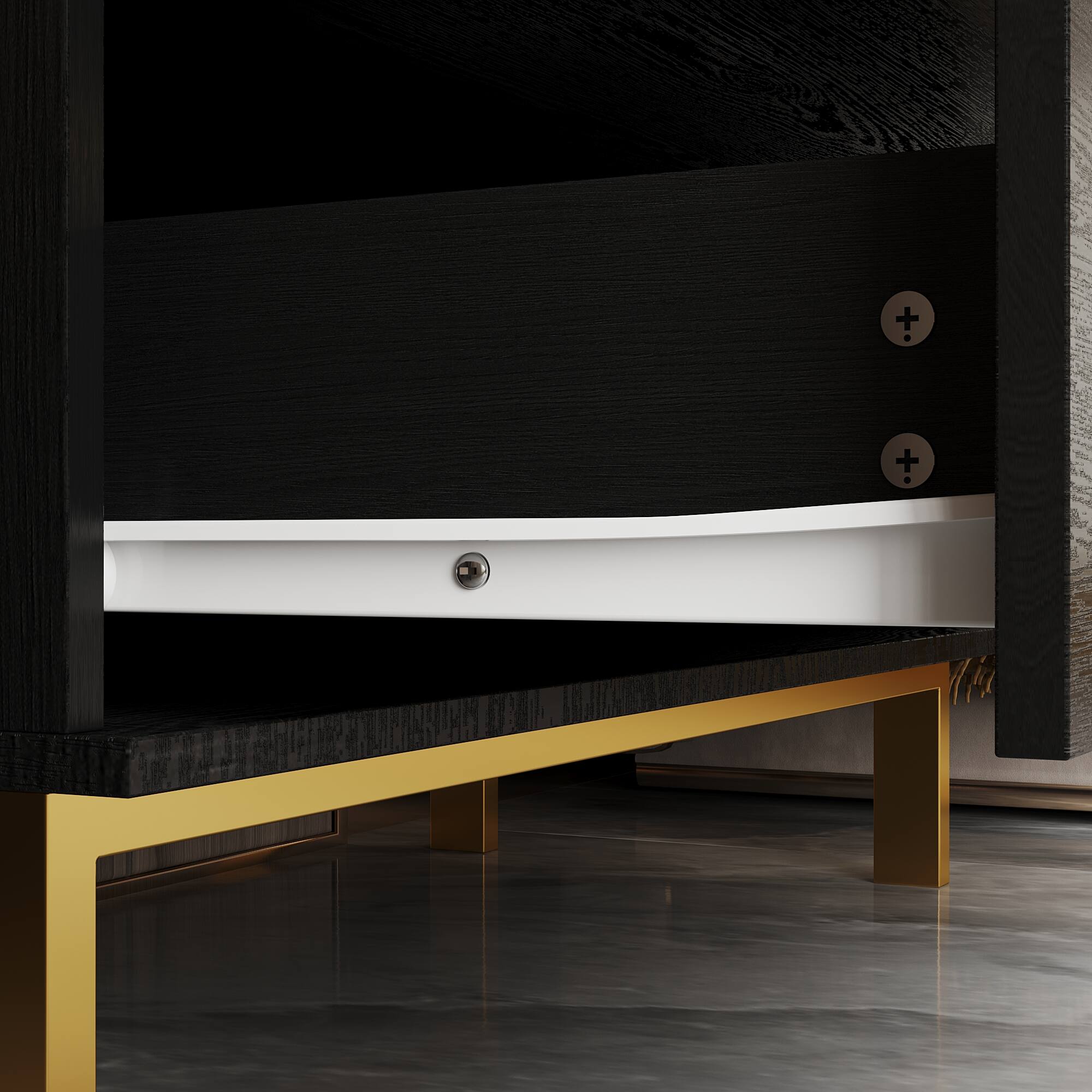 Alt View 4. FUFU & GAGA - FUFU&GAGA 3 - Drawer Dresser with Gold Accents: Modern Storage for Stylish Spaces - Black.
