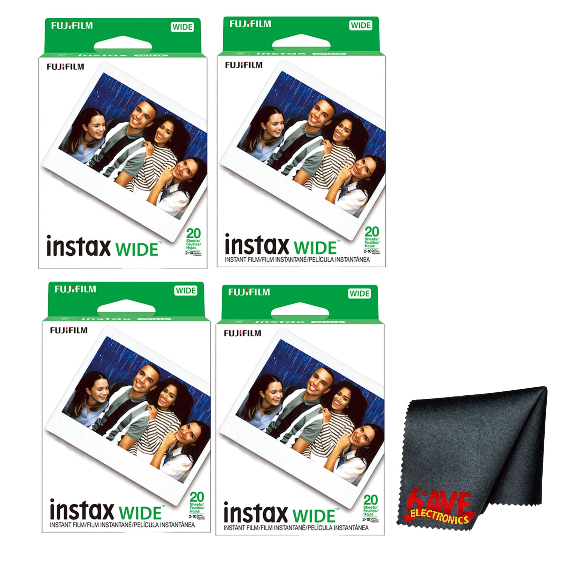 Fujifilm - instax Wide Instant Film (80 Exposures) + Microfiber Cleaning Cloth