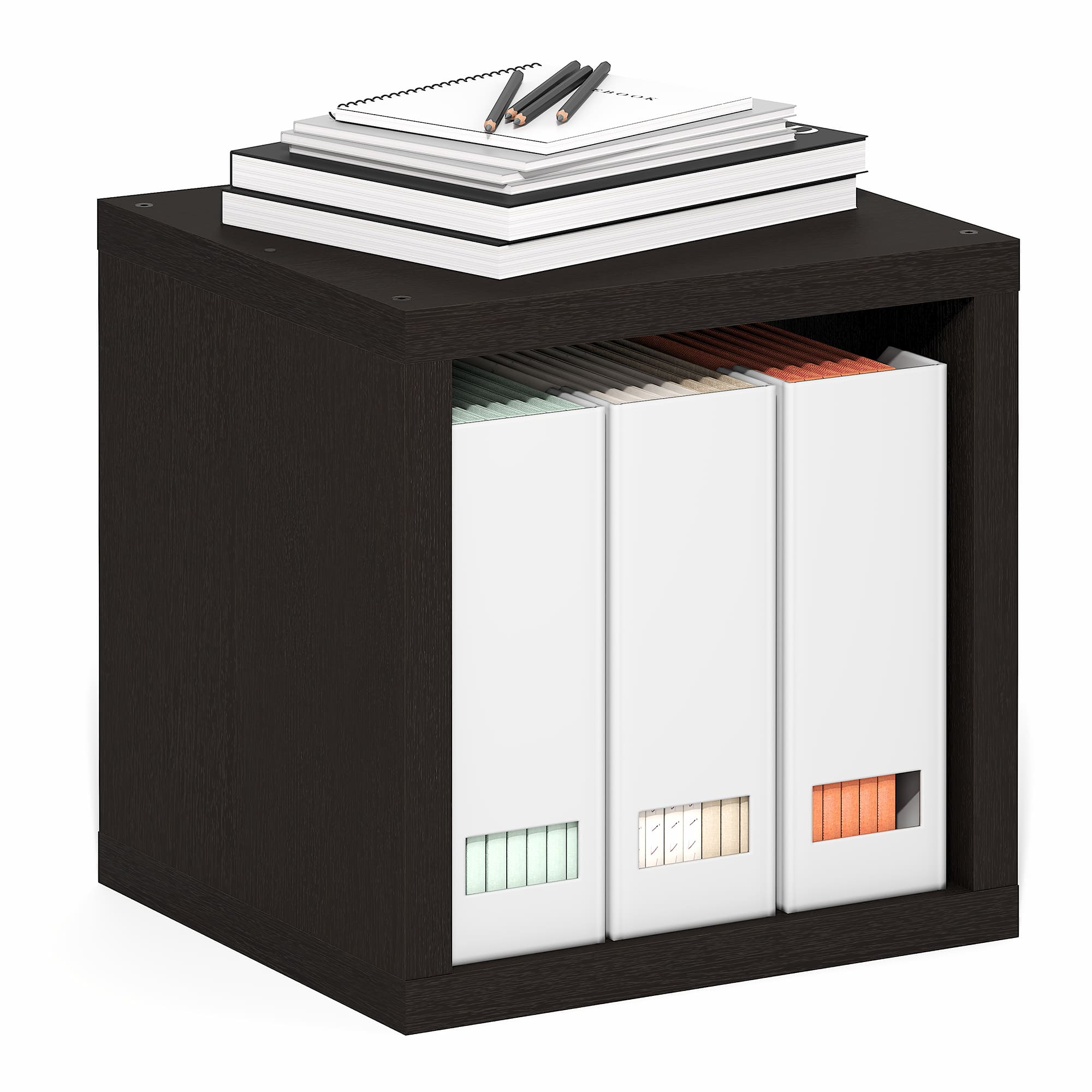 Furinno - CUBICLE Book Shelf, Bookshelf, Cube Storage Organizer Bookcase with Open Back, for Living Room, Bedroom, Home Office - Black Dark Oak