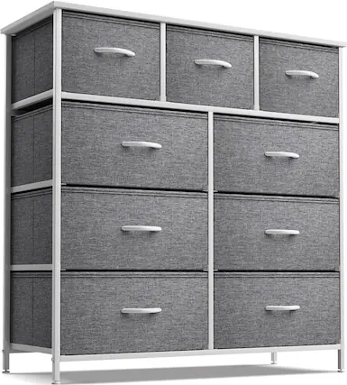 Front. Sorbus - Sorbus 9 Drawers Dresser - Furniture Storage for Bedroom, Closet, and More - Steel Frame, Wood Top, Fabric Bins - White.