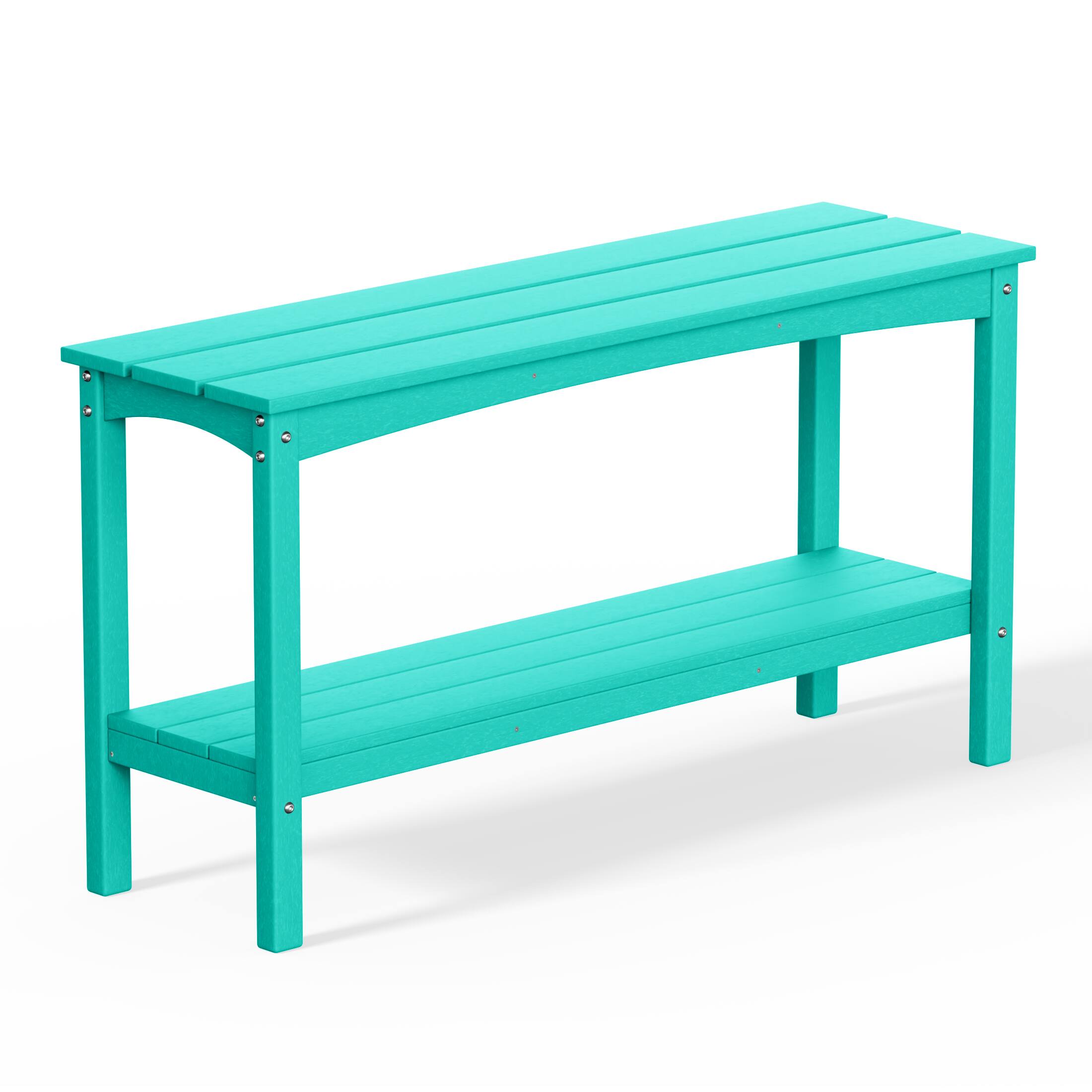 Left. WestinTrends - WestinTrends Malibu 55" Outdoor Patio HDPE Adirondack 2-Tier Shelf Console Table - Turquoise.