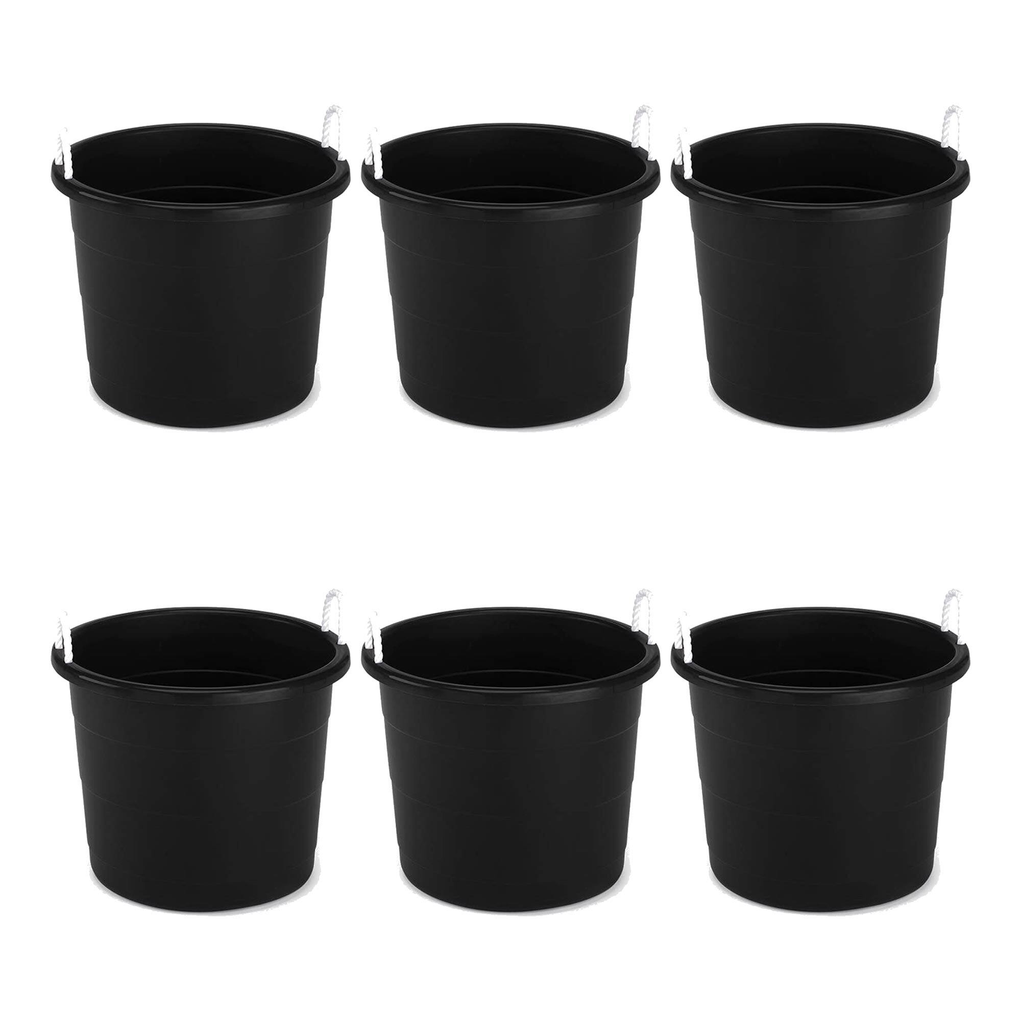 Alt View 8. Homz - Homz 17 Gal Plastic Open Storage Round Utility Tub with Handles, Black (3 Pack) - Black.