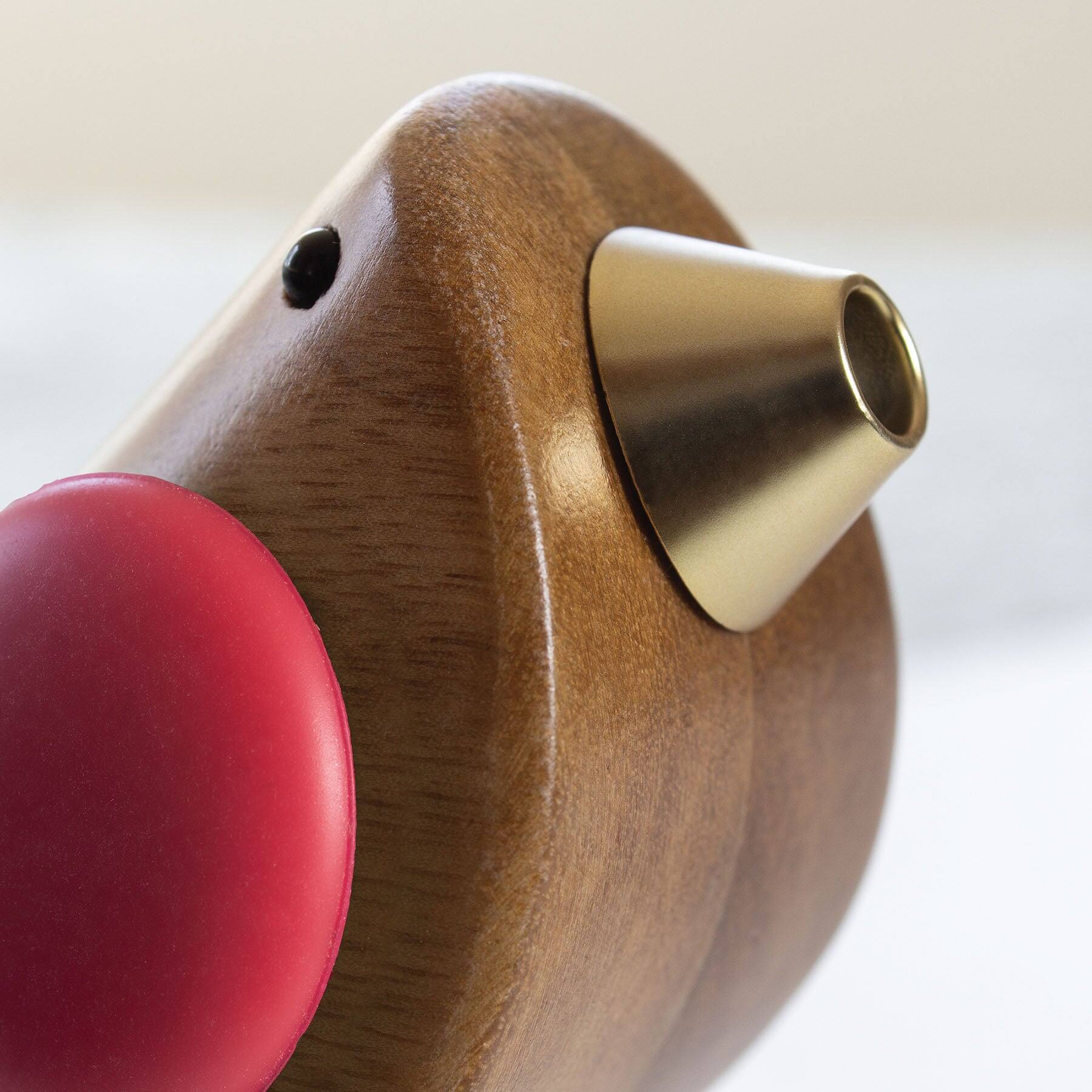 Alt View 2. Songbird Specialties - "Singing" Wine  Bottle Pourer, Red - Brown, Red.