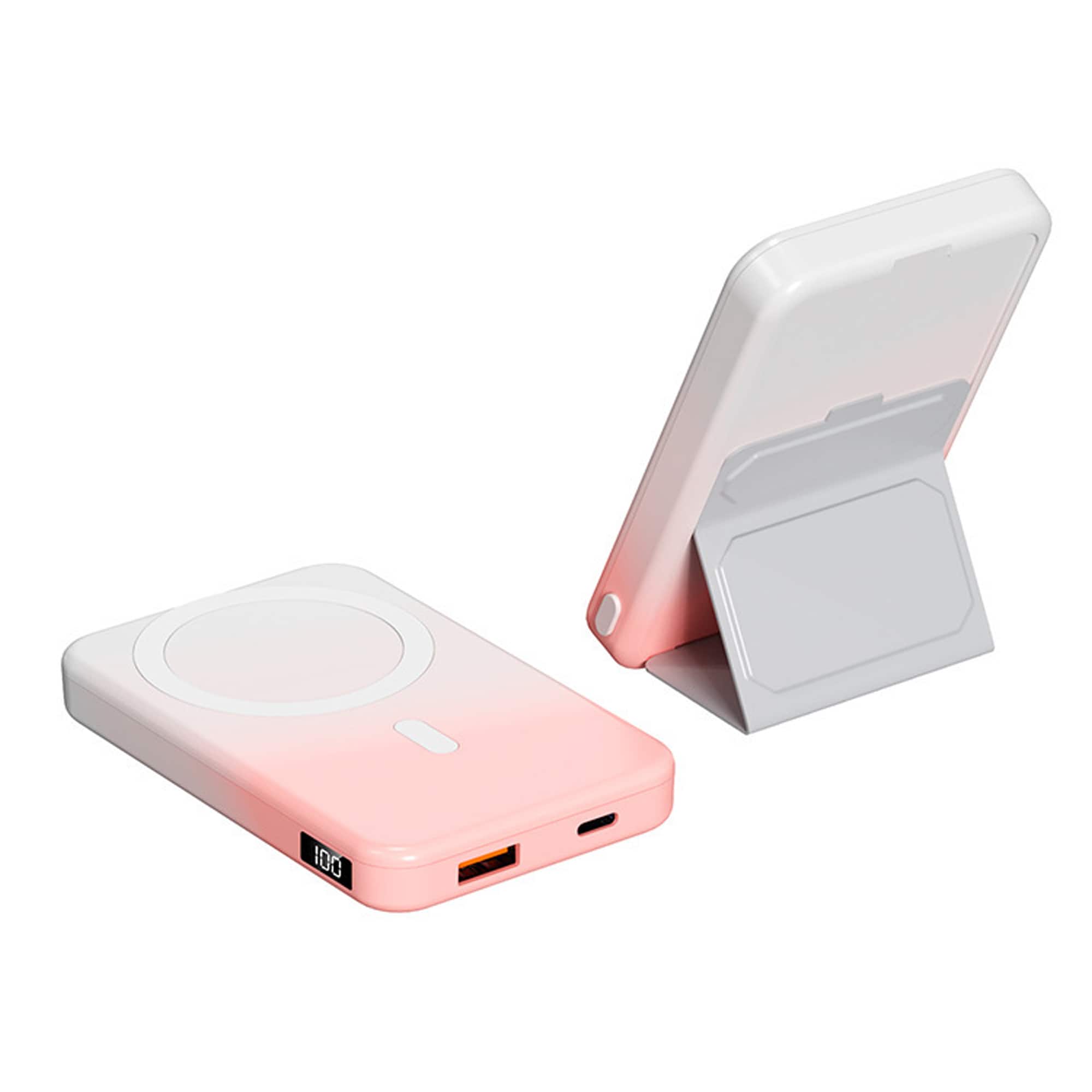 YONWAY - 10000mAh Magnetic Fast Charging PowerBank, Foldable Wireless Charger with Stand and LED Display Battery Pack for iPhone