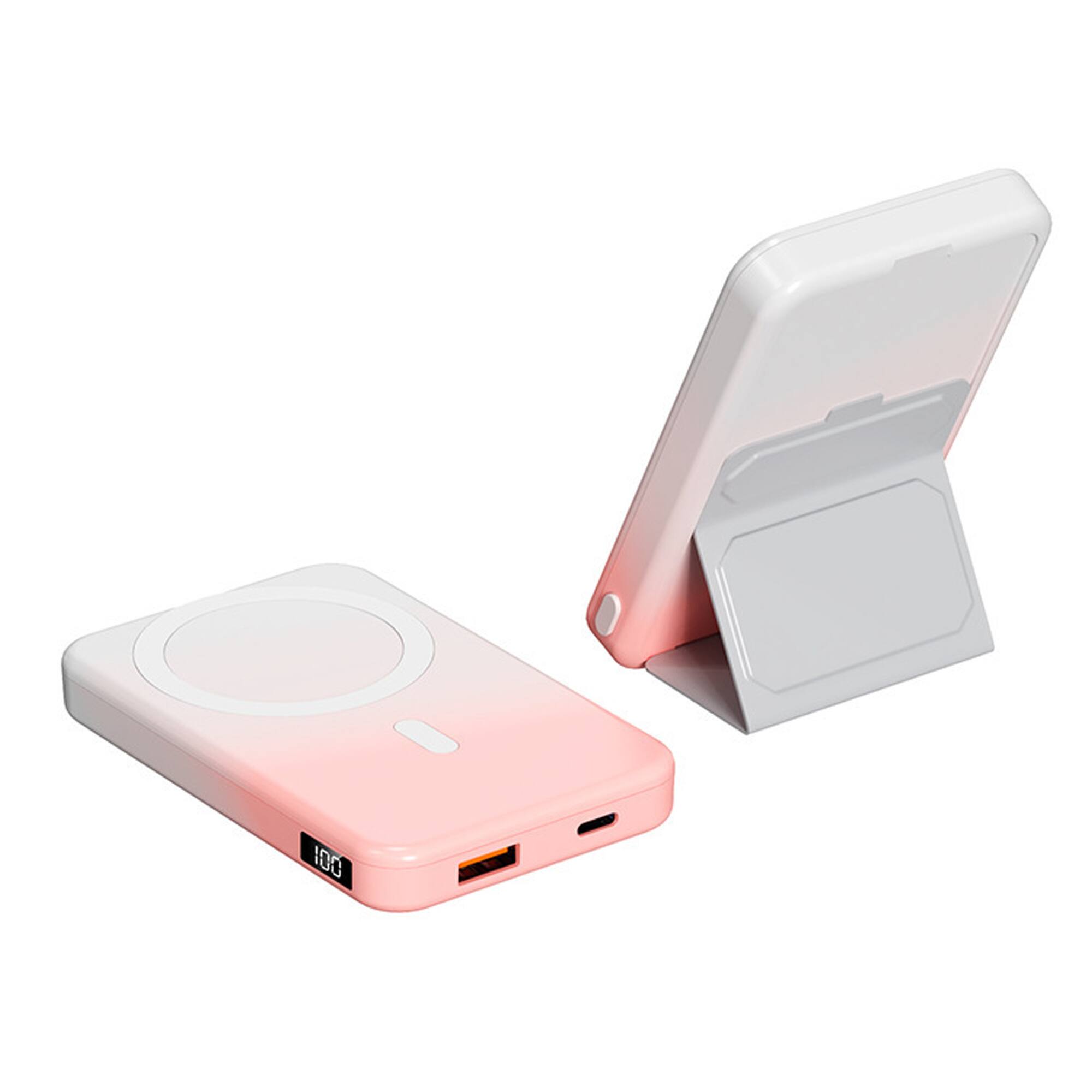 Front. YONWAY - 10000mAh Magnetic Fast Charging PowerBank, Foldable Wireless Charger with Stand and LED Display Battery Pack for iPhone.