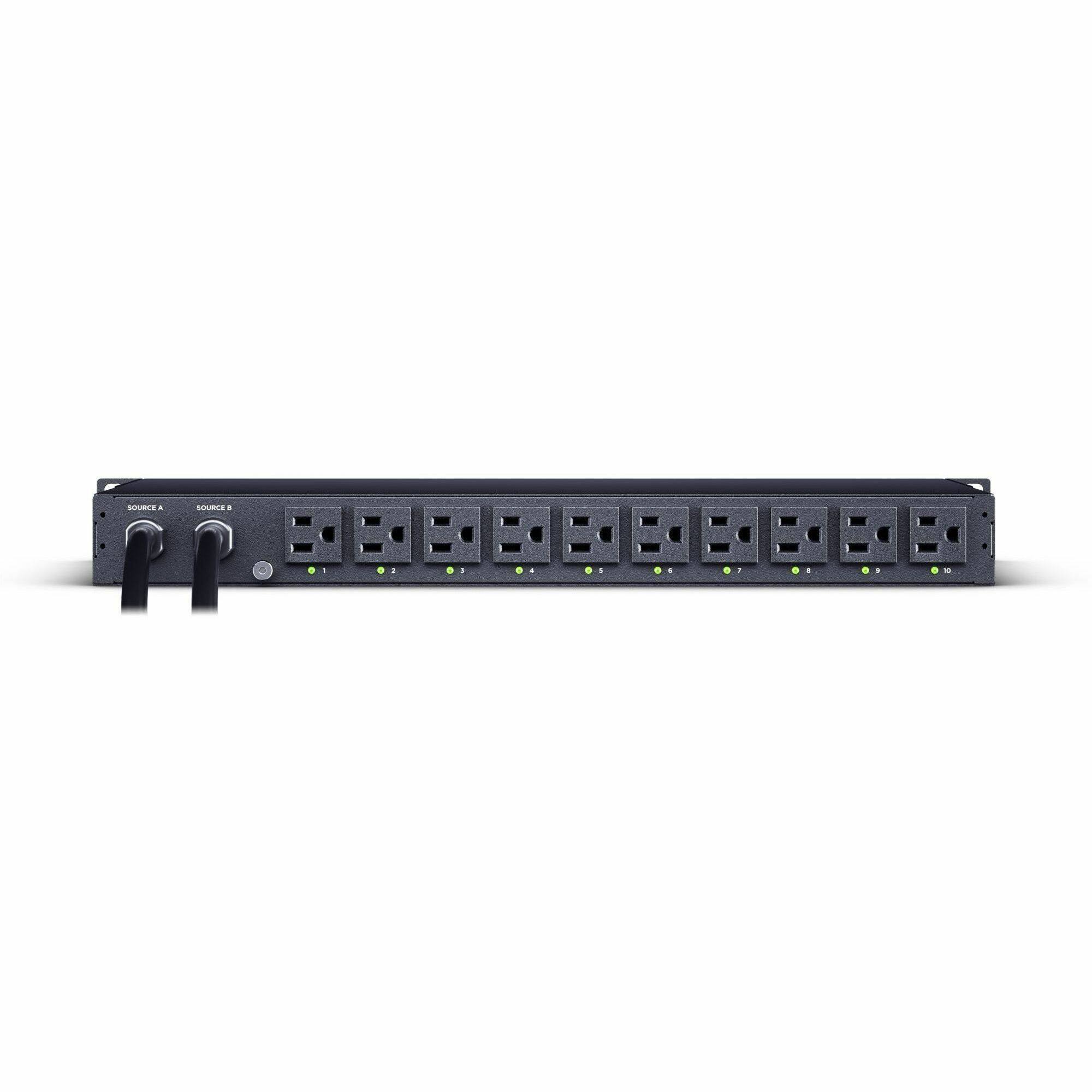 CyberPower PDU44001G Single Phase 100 120 VAC 15A Switched ATS Black ...