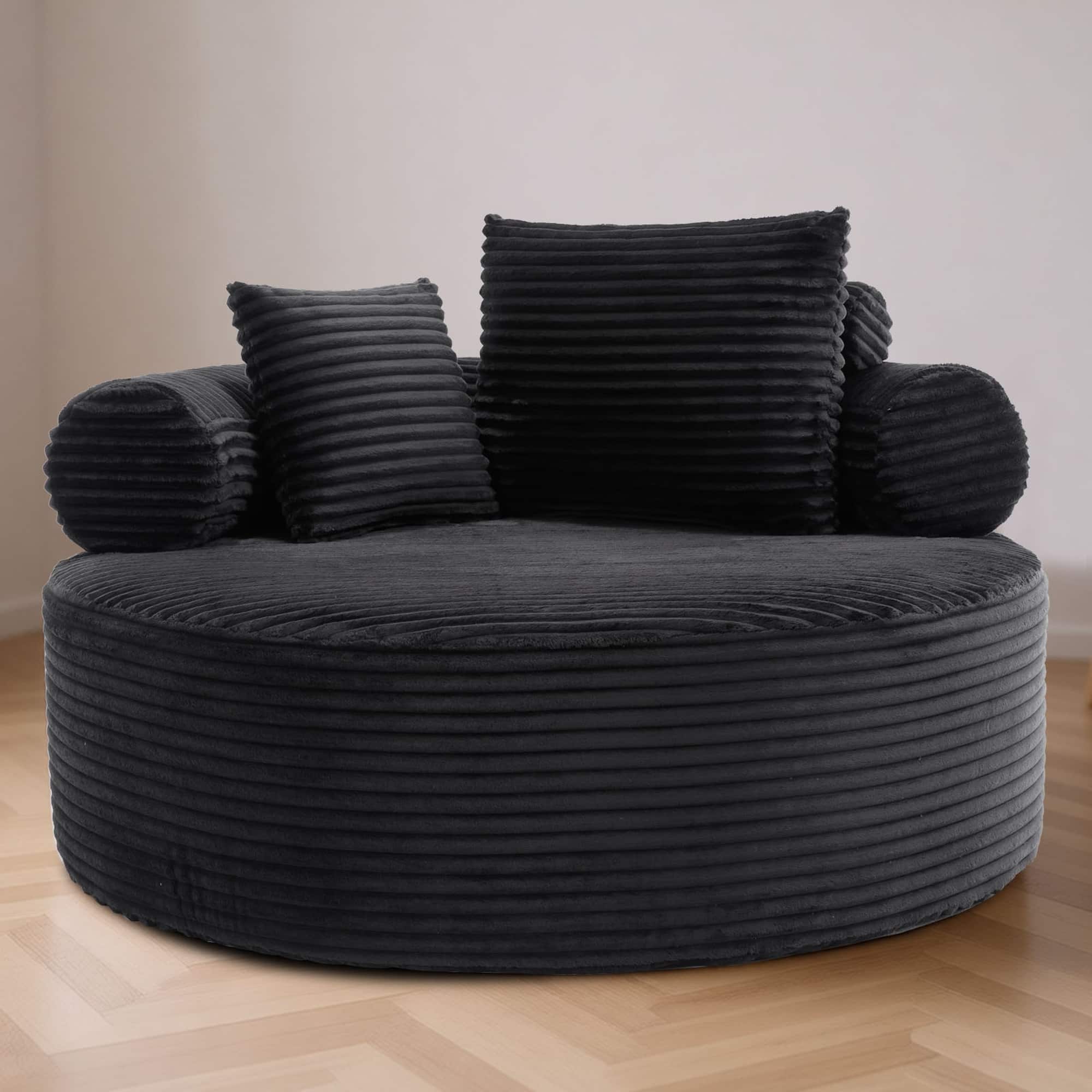 Boyel Living - Round Memory Foam Sofa Sleeper with 3 Pillows and Cup Holder - Black price history on PriceWatchPro