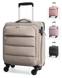 Fabibe - Underseat Carry On Luggage With Wheels Soft Small Travel Pvc Wet/dry Pockets Lightweight Personal Item - Camel 16-inch