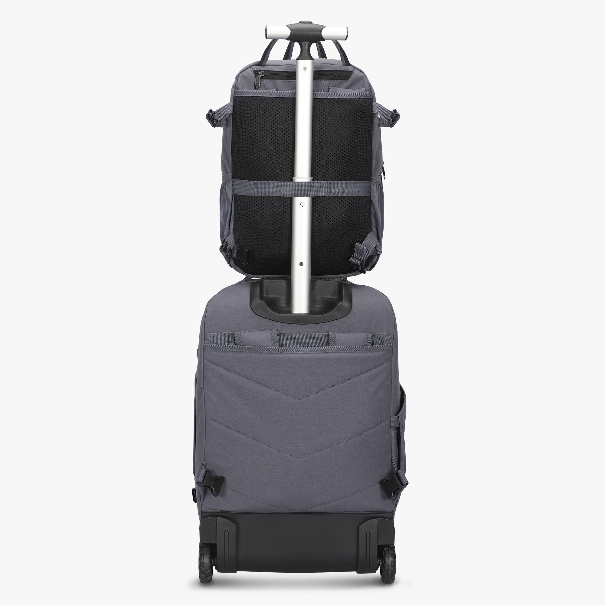 Alt View 2. Hynes Eagle - Duo 2-in-1 Rolling Travel Backpack - Stone Grey Yellow.