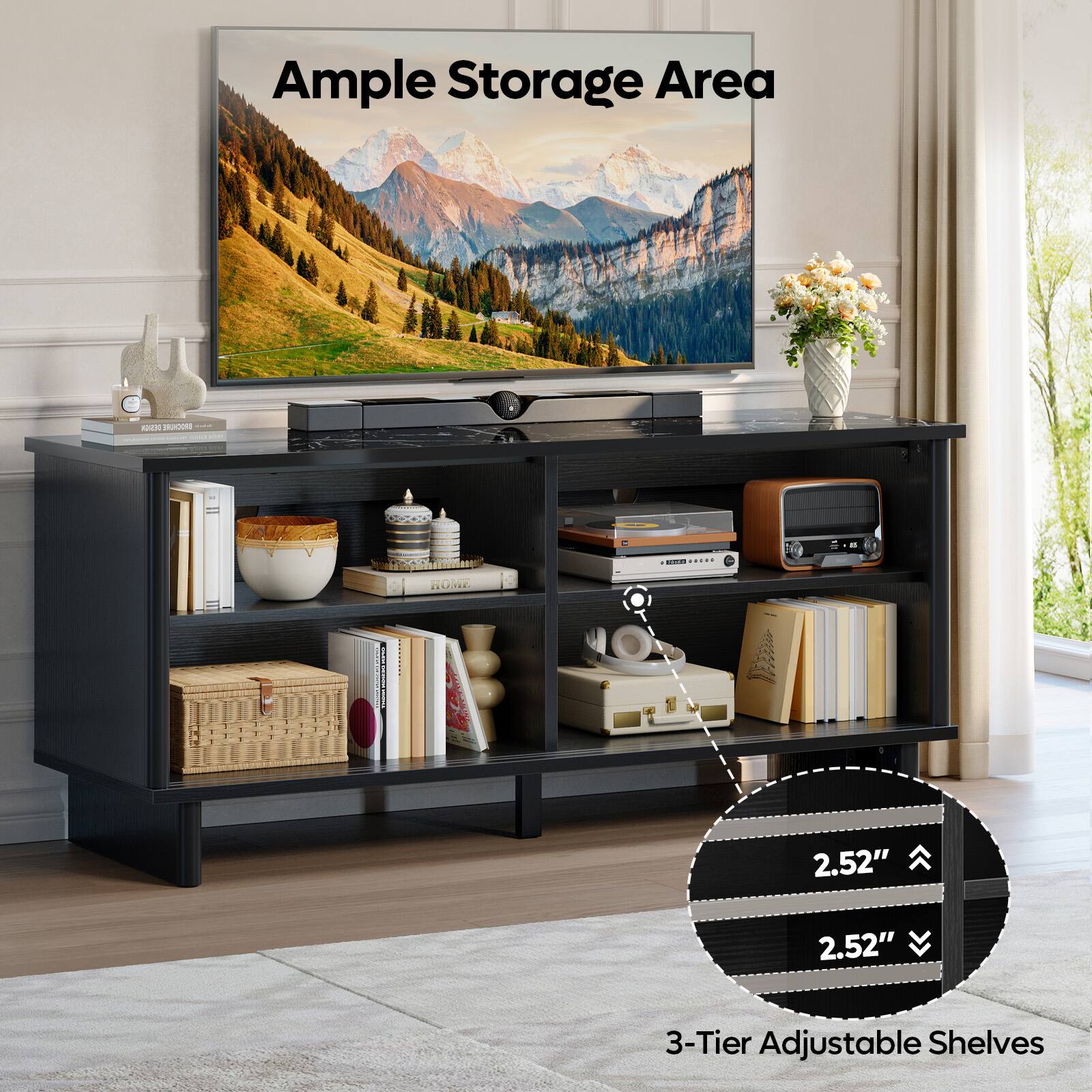 Ample Storage Area

3-Tier Adjustable Shelves

2.52" 2.52"