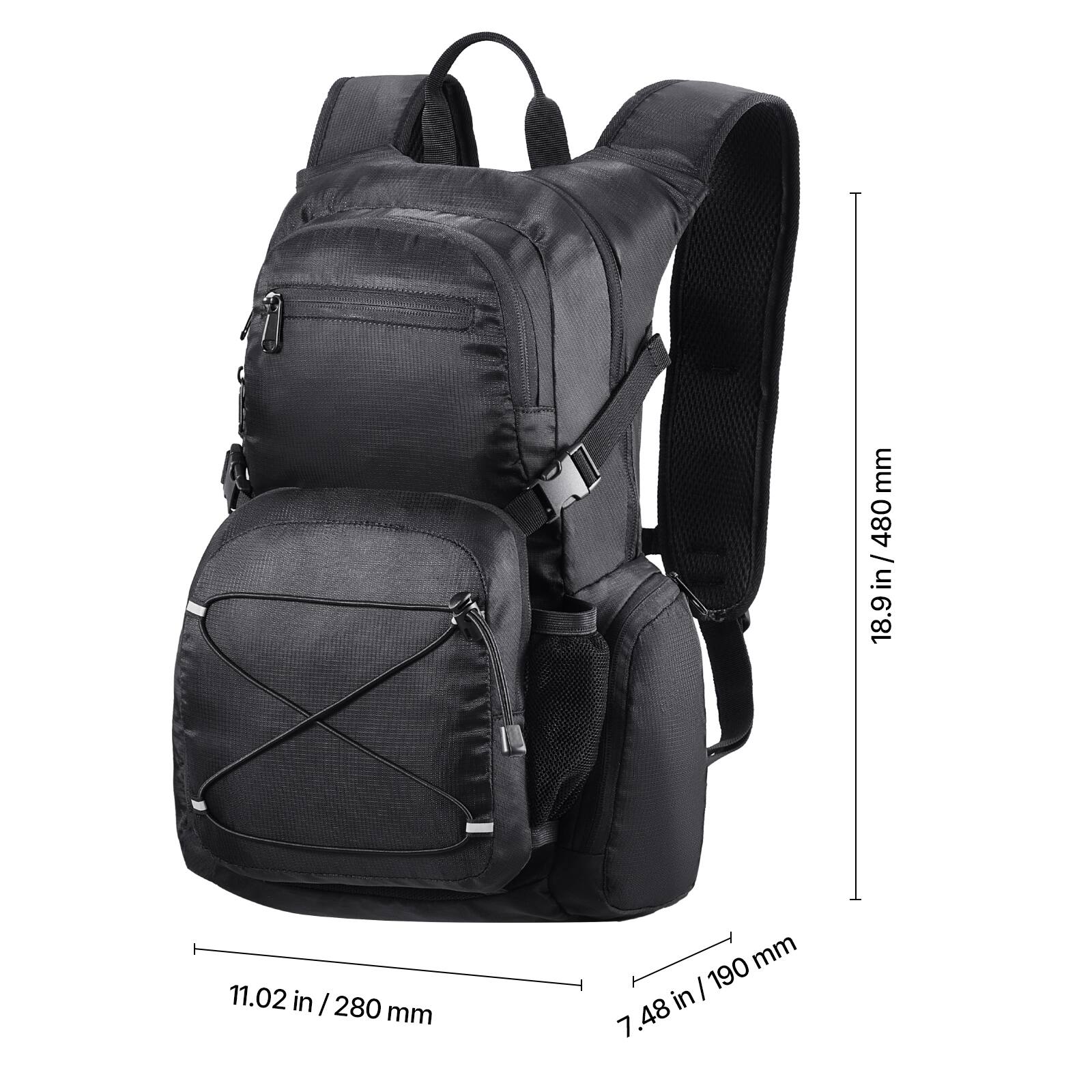 - Height: 18.9 in / 480 mm
- Width: 11.02 in / 280 mm
- Depth: 7.48 in / 190 mm