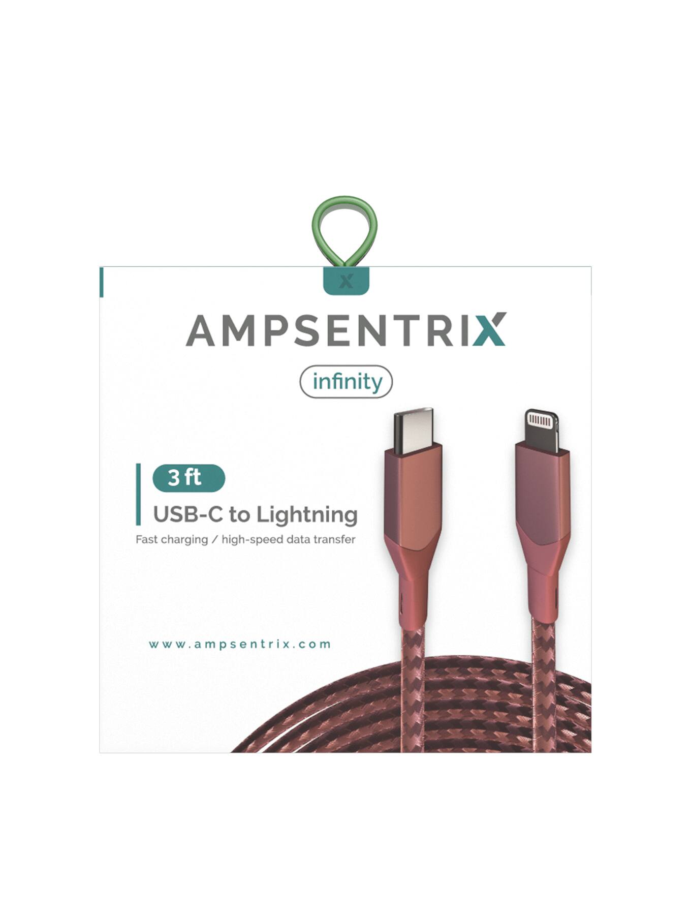 AMPSENTRIX infinity  
3 ft USB-C to Lightning  
Fast charging / high-speed data transfer  
www.ampsentrix.com